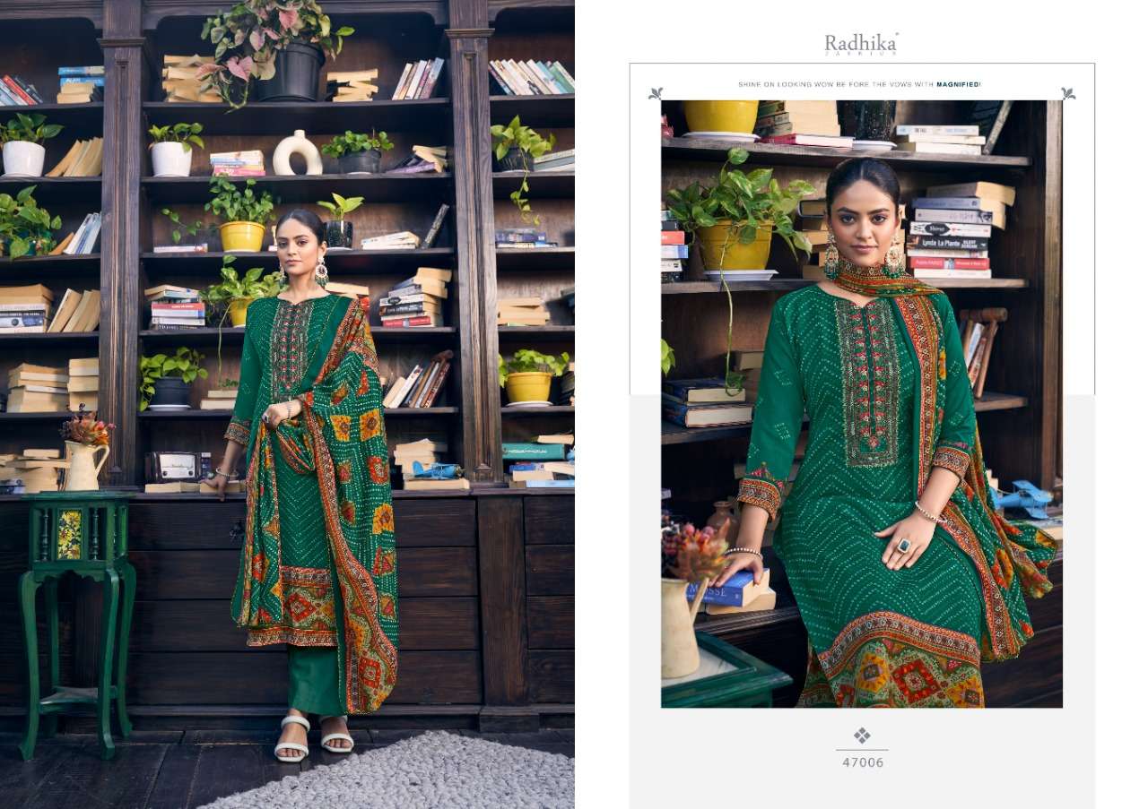 radhika fashion aarohi 47001-47008 series unstich designer salwar kameez catalogue online market surat 