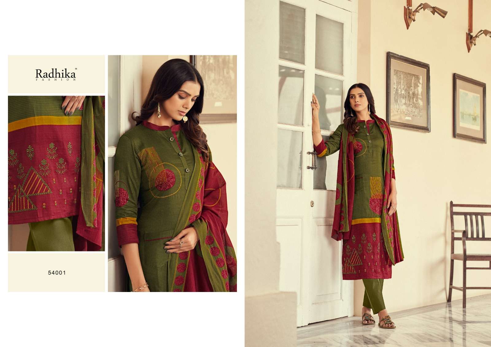 radhika fashion maria 54001-54006 series trendy designer salwar suits manufacturer surat 