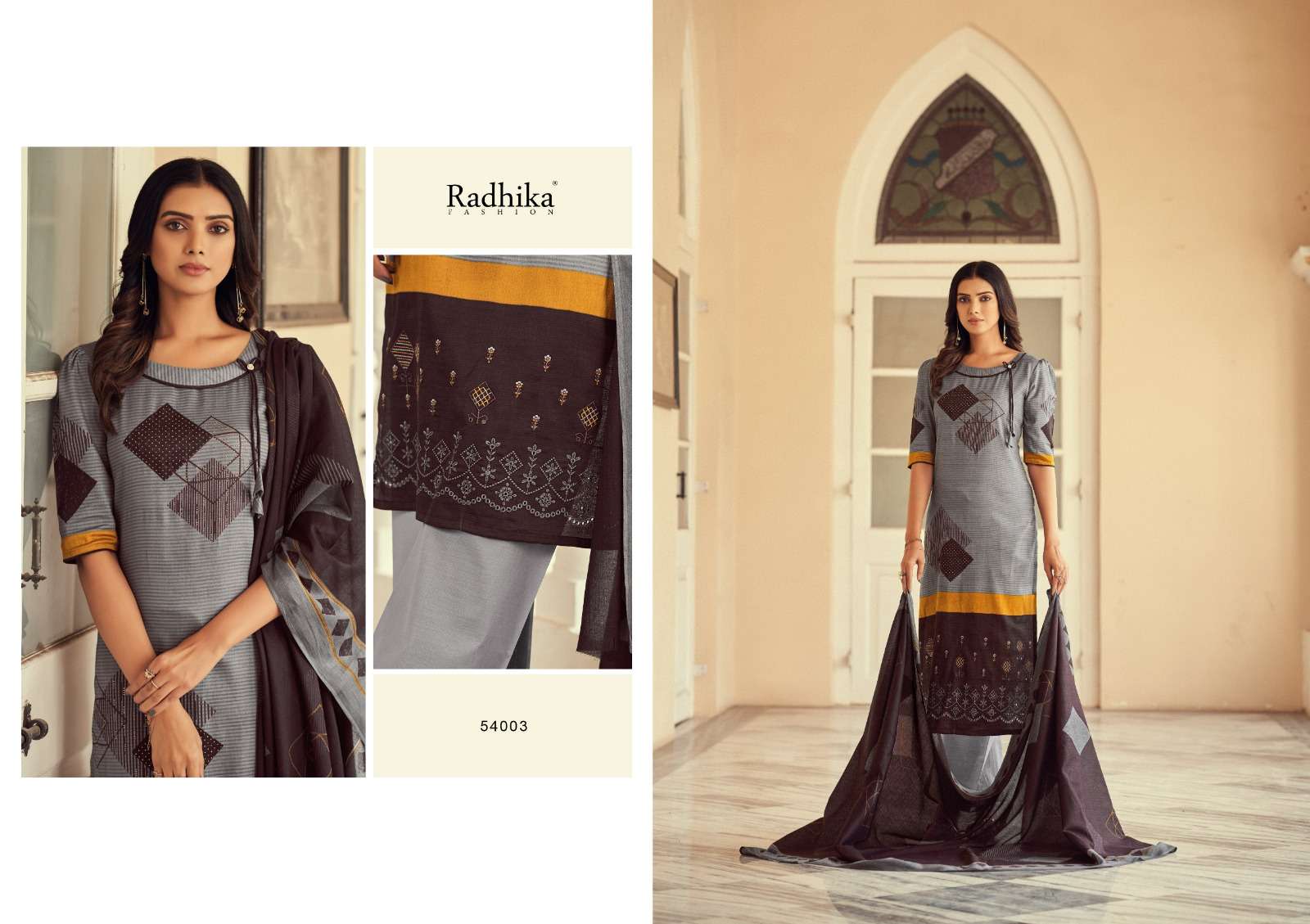 radhika fashion maria 54001-54006 series trendy designer salwar suits manufacturer surat 