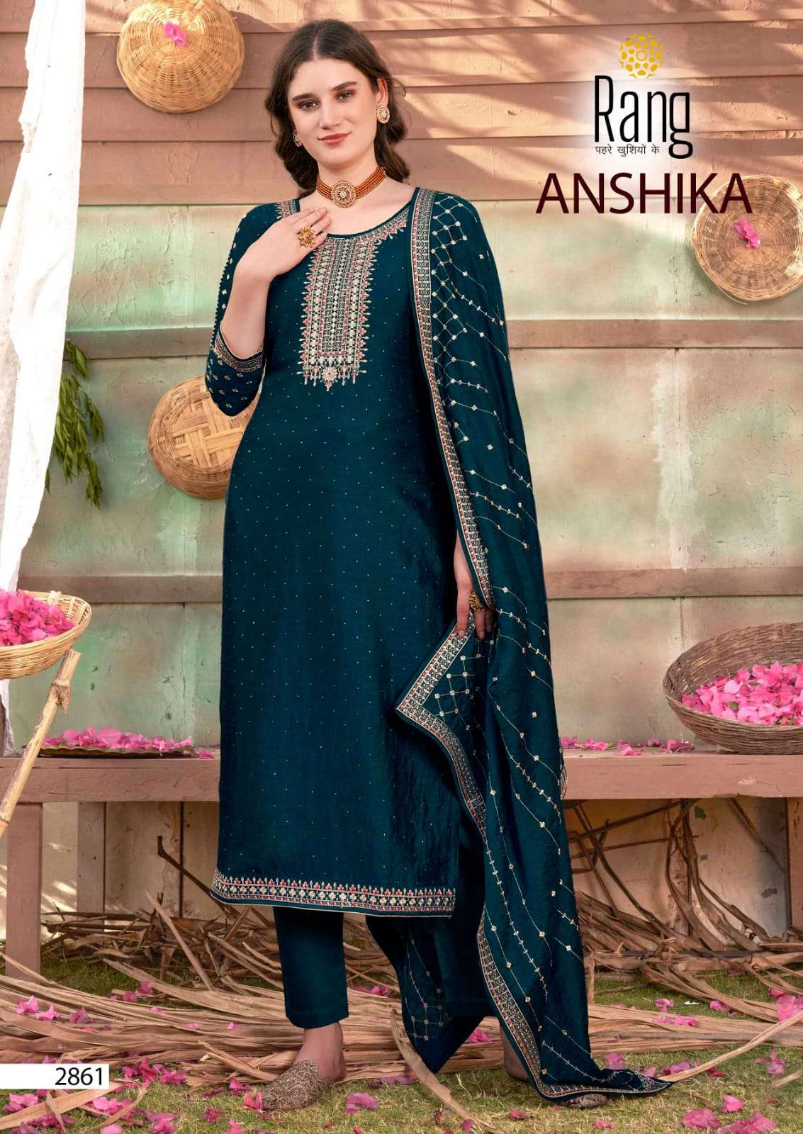 rang anshika 2861-2864 series vichitra silk work designer salwar kameez catalogue online market surat 