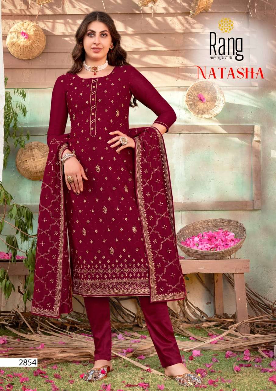 rang natasha 2851-2854 series pure vichitra silk designer unstich salwar suits collection 