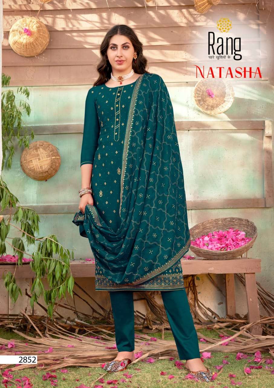 rang natasha 2851-2854 series pure vichitra silk designer unstich salwar suits collection 
