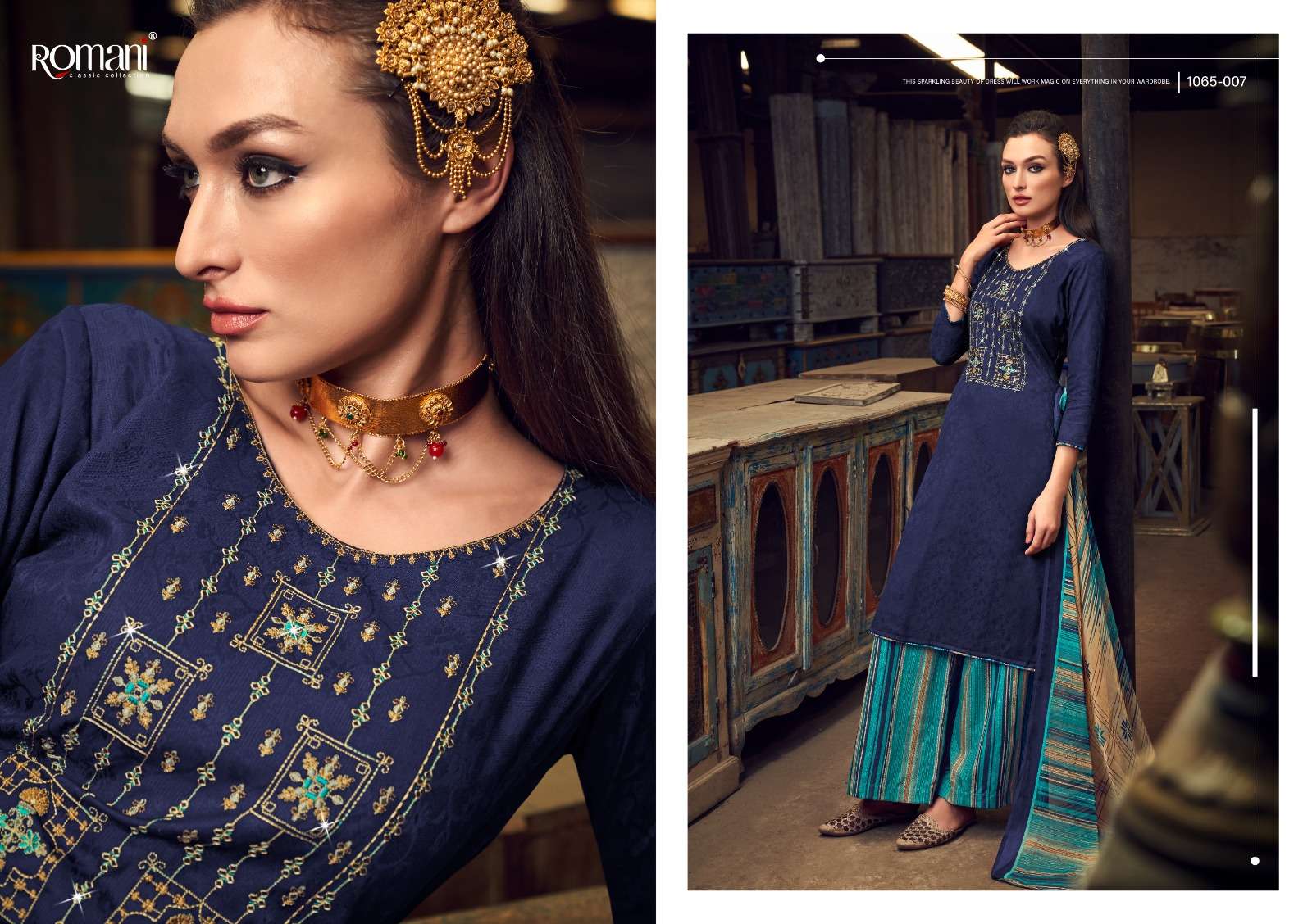 romani manvika stylish look designer salwar kameez catalogue online dealer surat