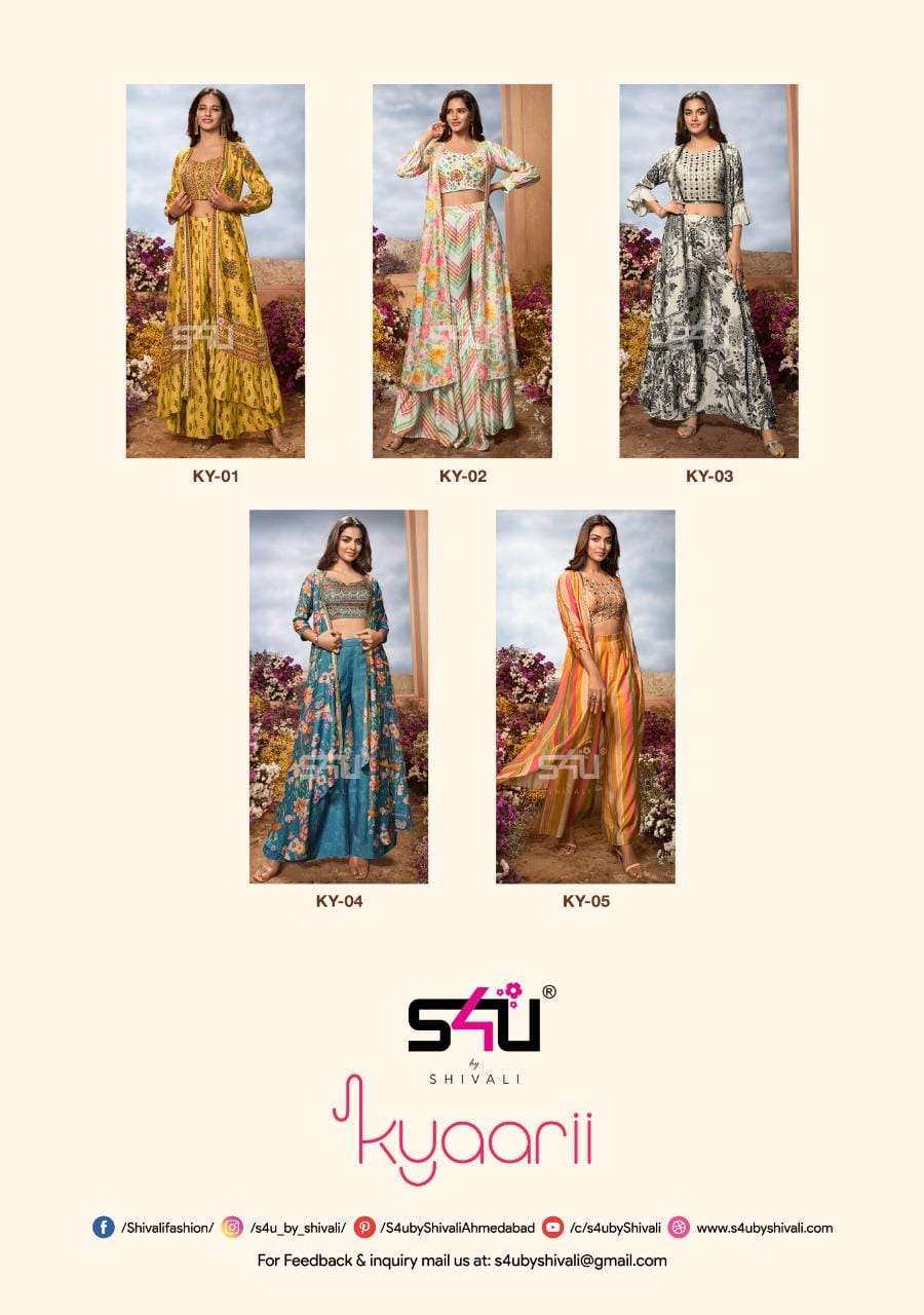 s4u kyaarii 01-05 series stylish look designer dress catalogue online supplier surat