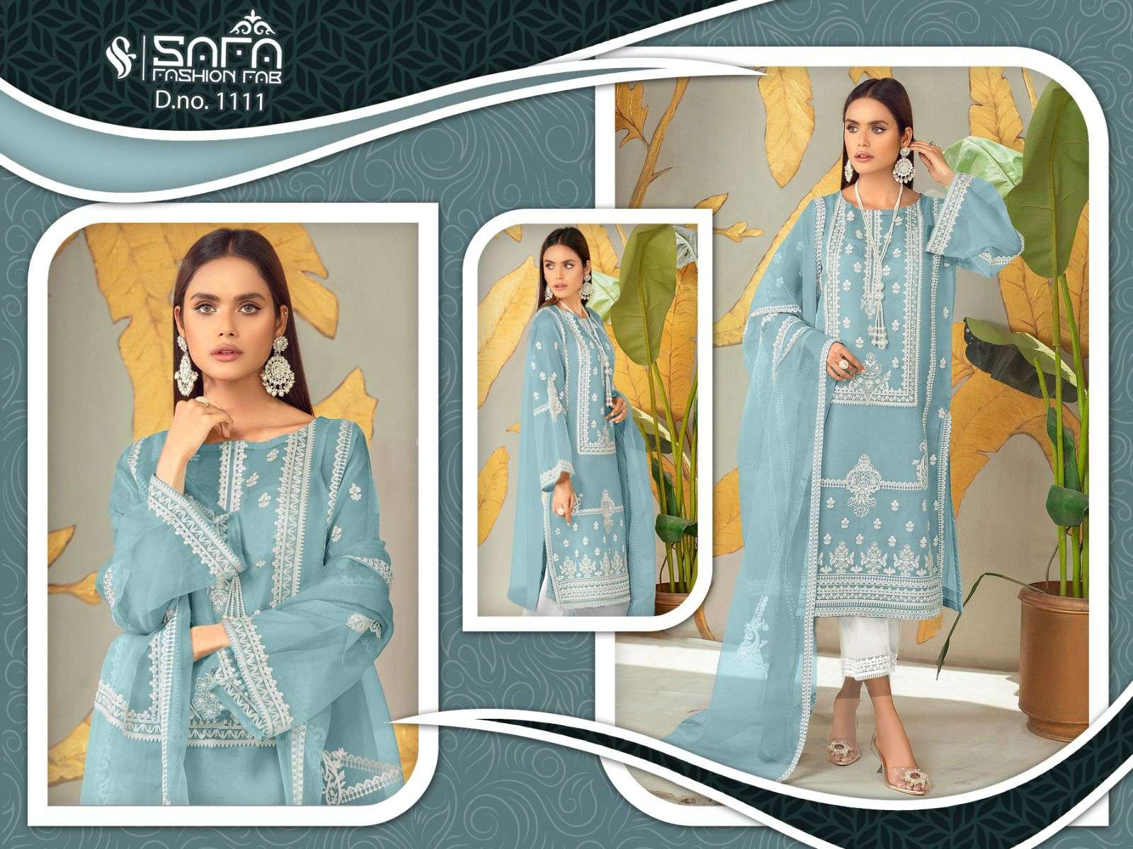 safa fashion fab 1111 series stylish look designer pakistani salwar suits manufacturer surat 