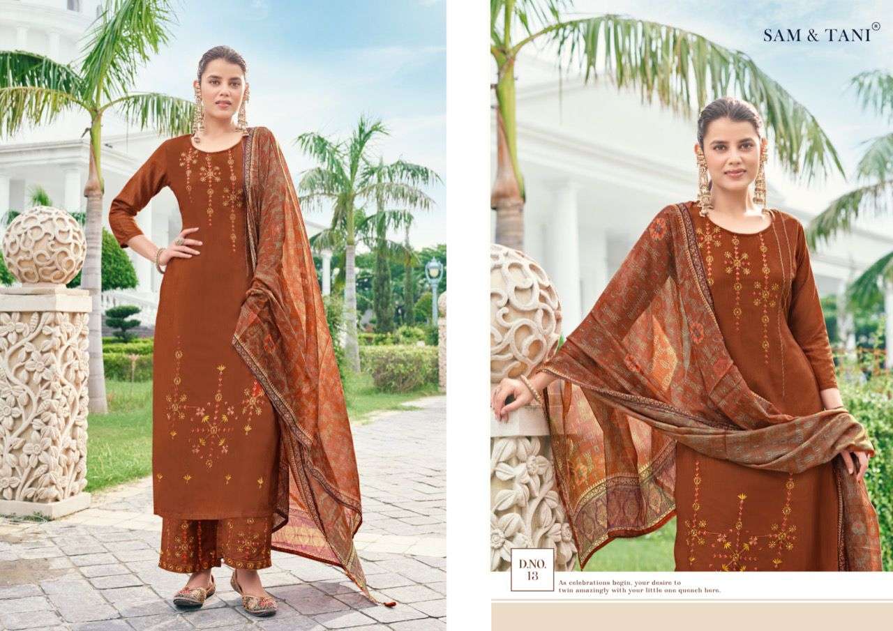 sam and tani elora 11-16 series readymade designer salwar suits catalogue online dealer surat 