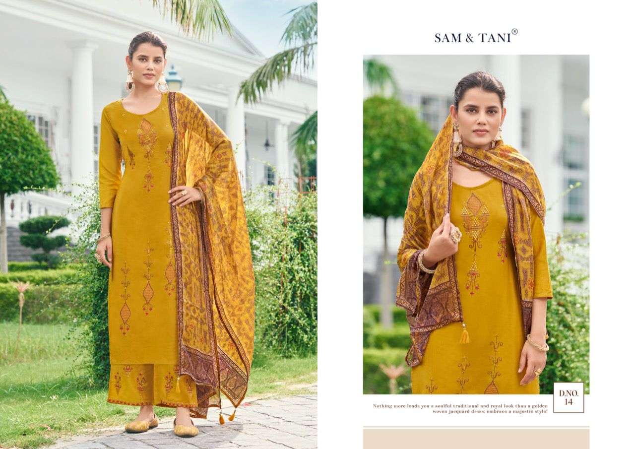 sam and tani elora 11-16 series readymade designer salwar suits catalogue online dealer surat 
