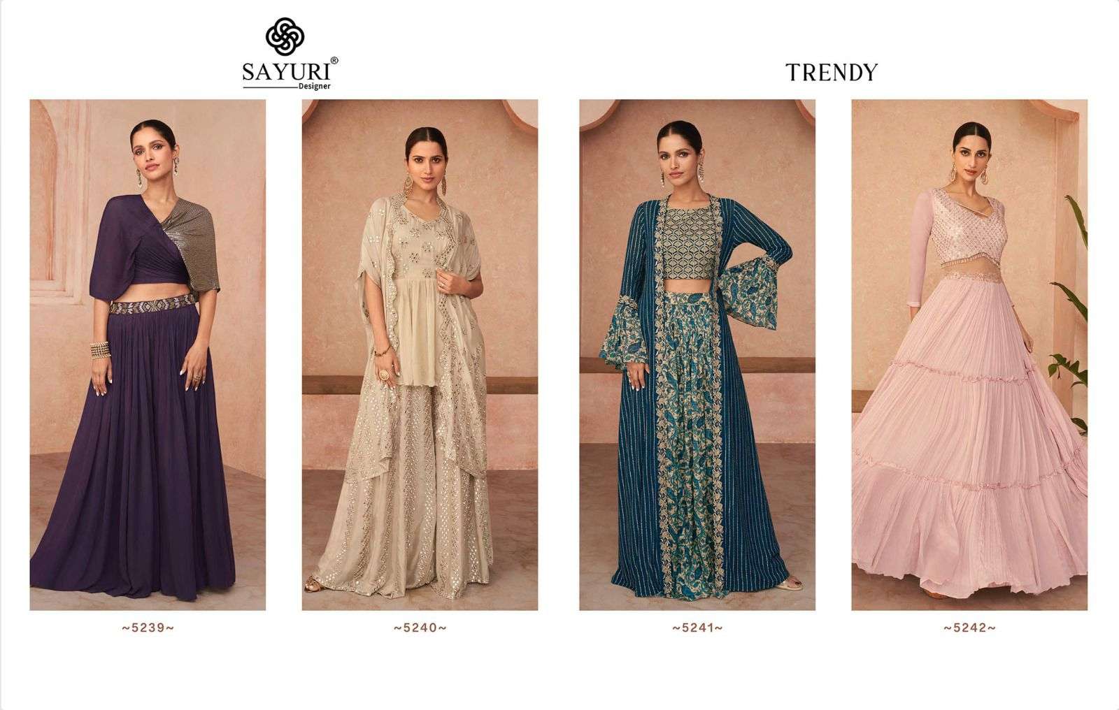 sayuri designer trendy 5239-5242 series readymade designer party wear dress catalogue wholesale price surat 