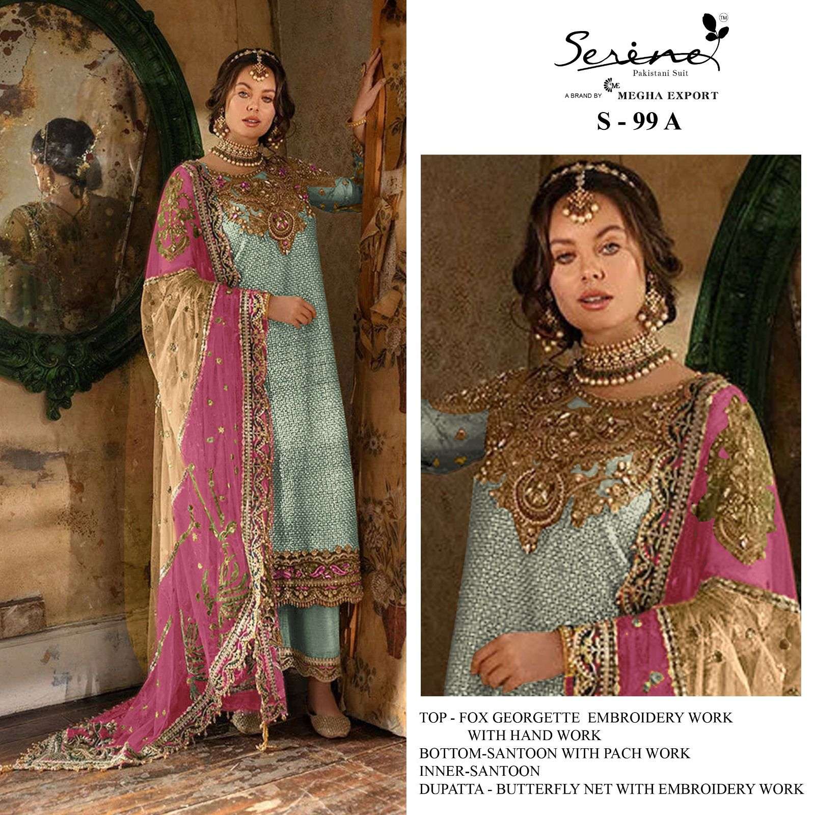 serine 99 series faux georgette designer pakistani salwar suits catalogue wholesaler surat