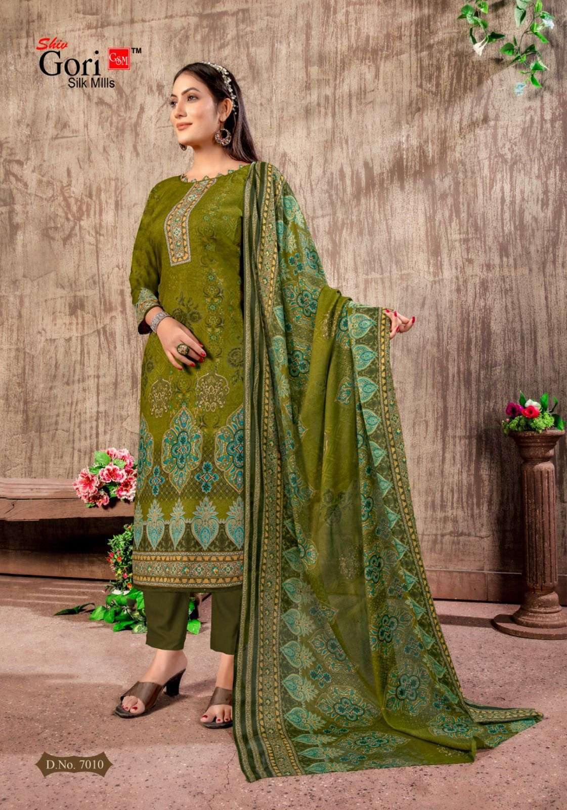 shiv gori silk mills sonpari vol-7 7001-7010 series unstich designer salwar kameez catalogue design 2023 