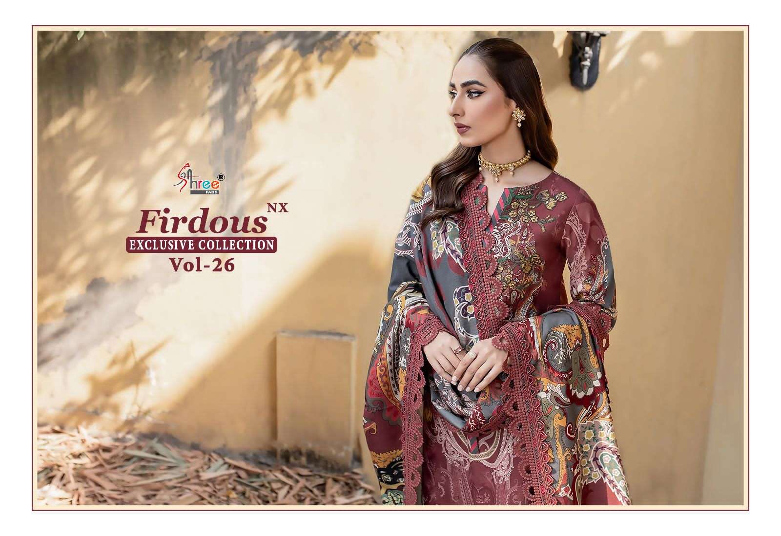 shree fab firdous vol-26 nx unstich designer pakistani salwar kameez catalogue manufacturer surat 
