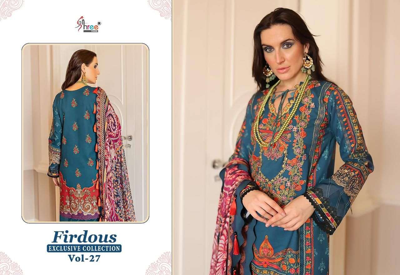 shree fabs firdous vol-27 3008-3015 series fancy designer pakistani salwar suits manufacturer surat