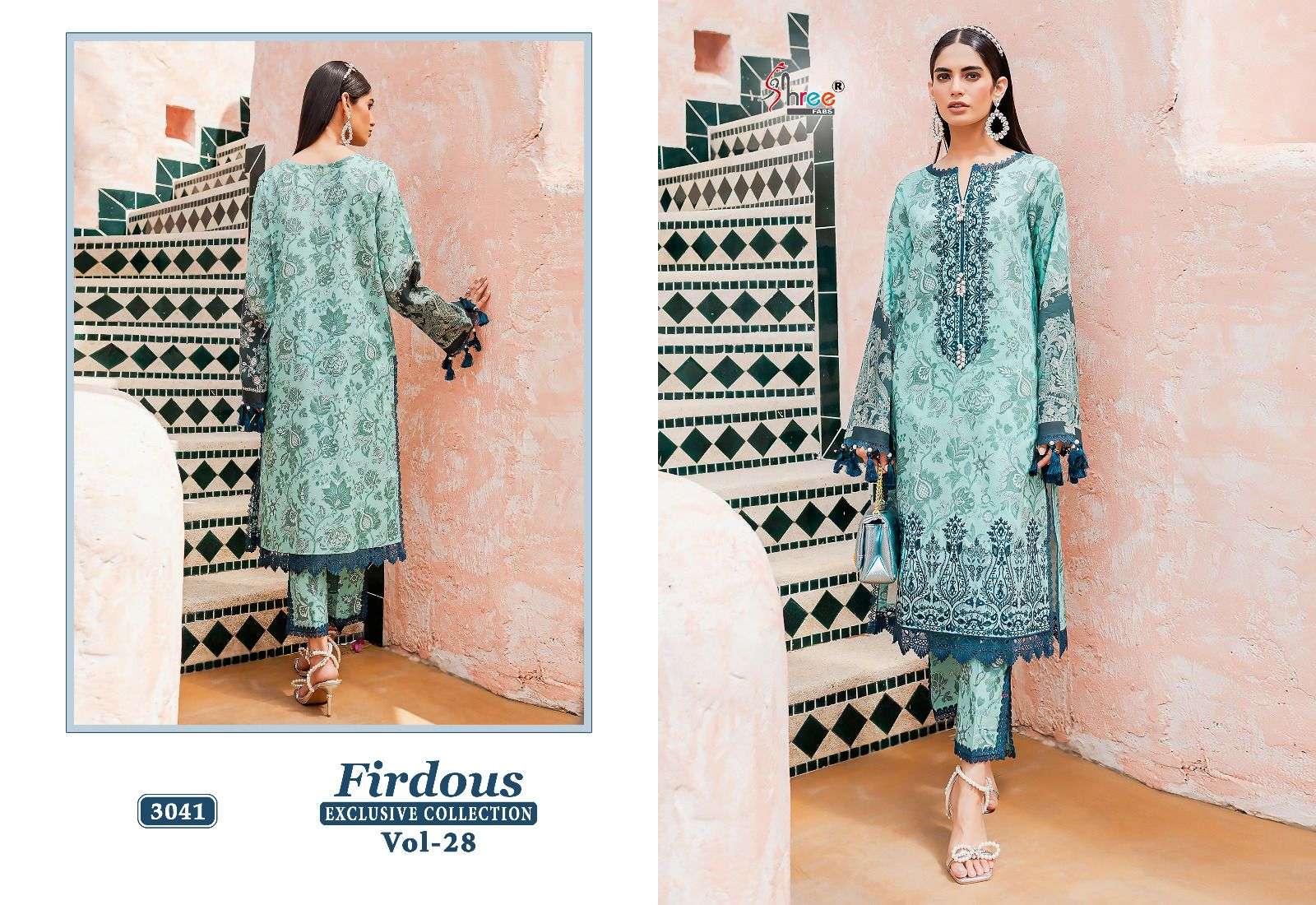 shree fabs firdous vol-28 3036-3043 series stylish look designer pakistani salwar suits catalogue manufacturer surat 