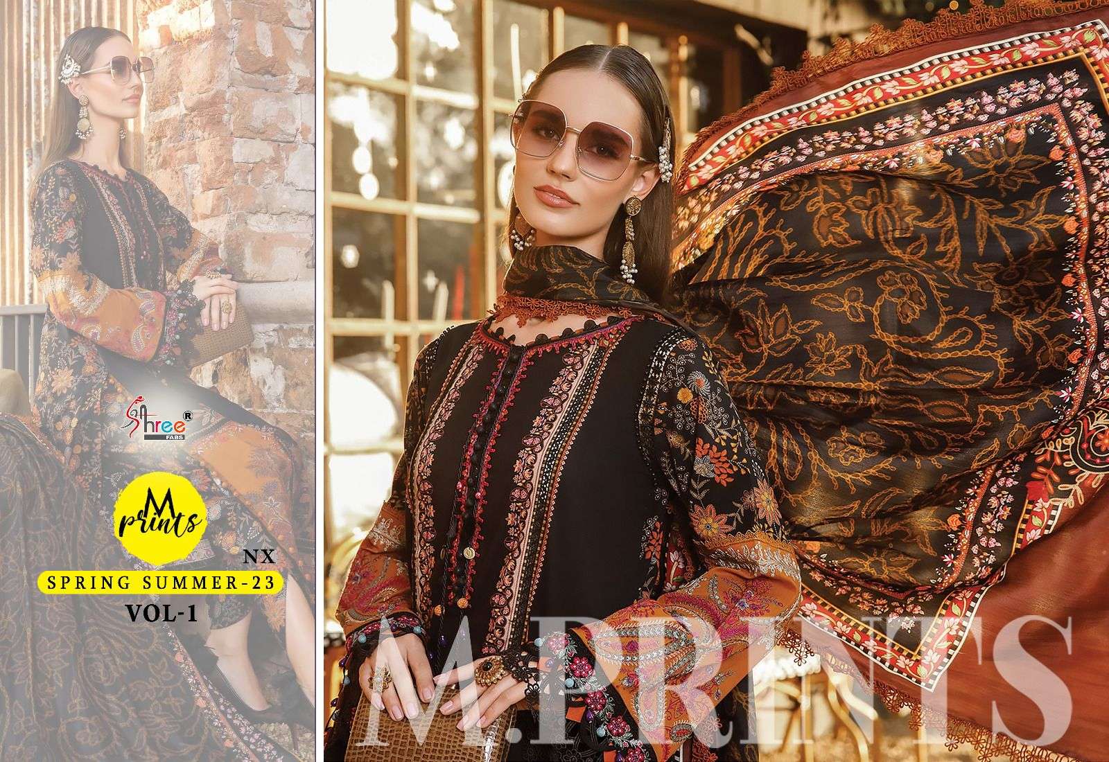 shree fabs m prints spring summer vol-1 nx 2576-2579 series stylish designer pakistani salwar suits manufacturer surat 