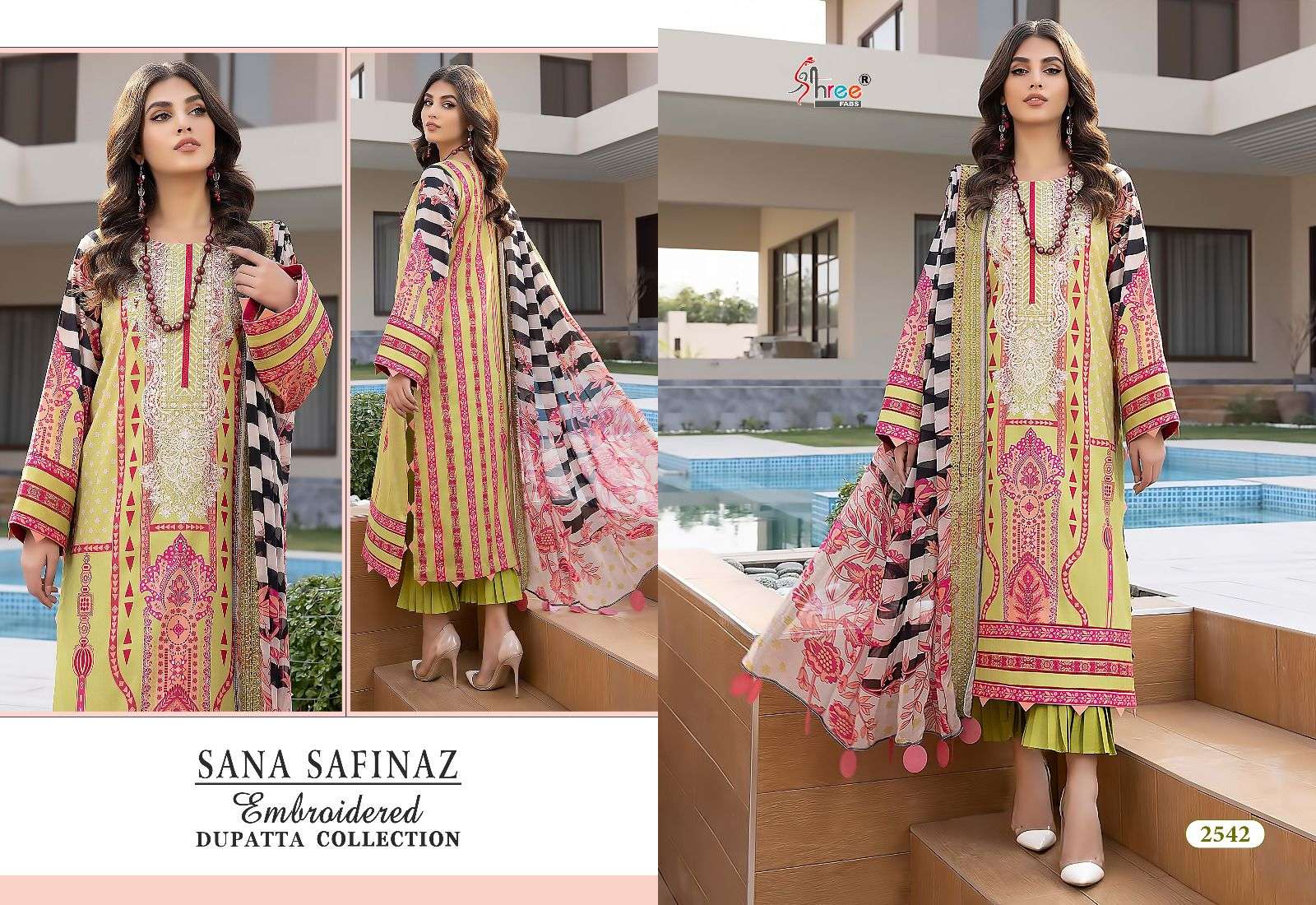shree fabs sana safinaz embroidered dupatta collection 2537-2542 series pakistani salwar kameez surat
