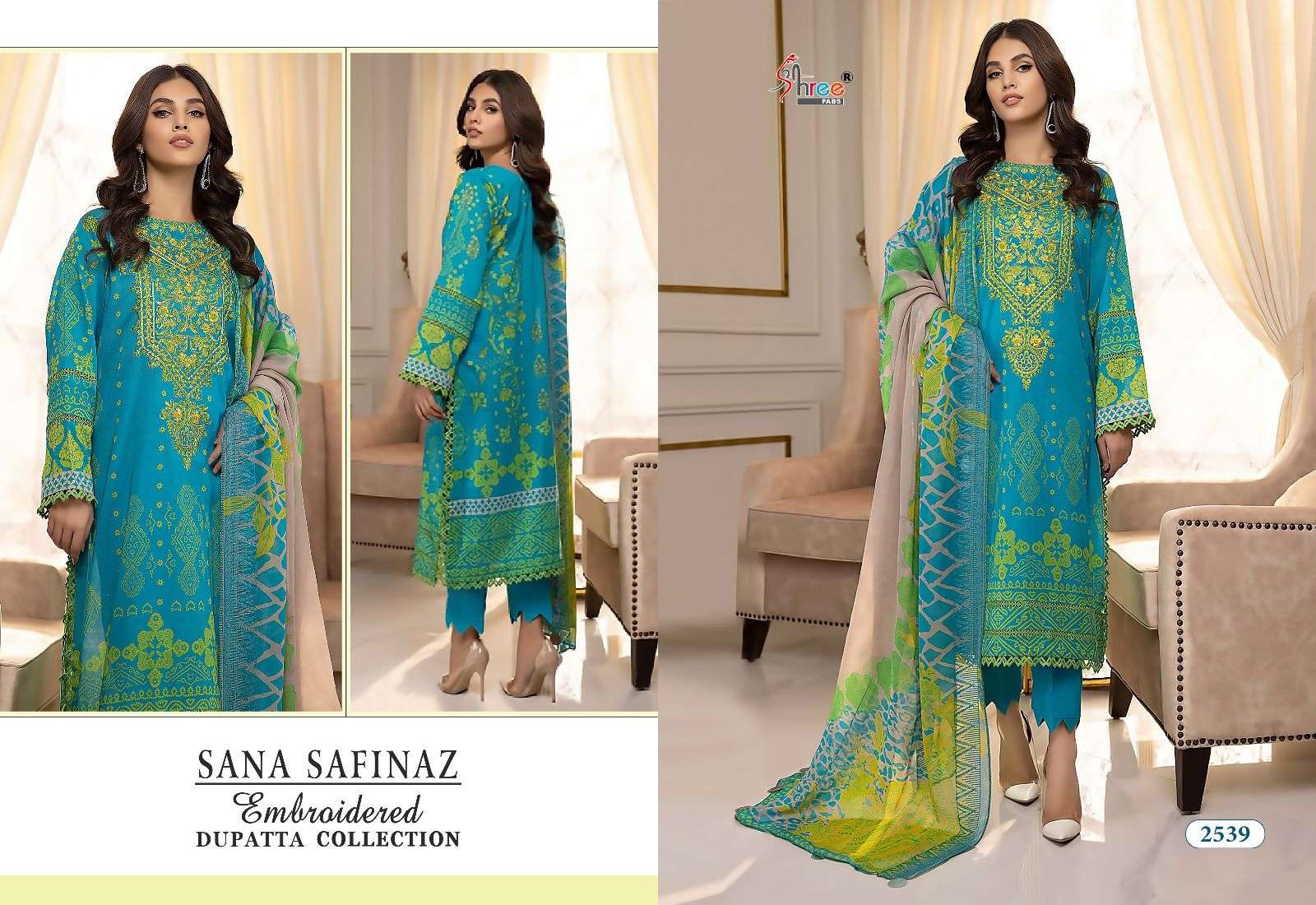 shree fabs sana safinaz embroidered dupatta collection 2537-2542 series pakistani salwar kameez surat