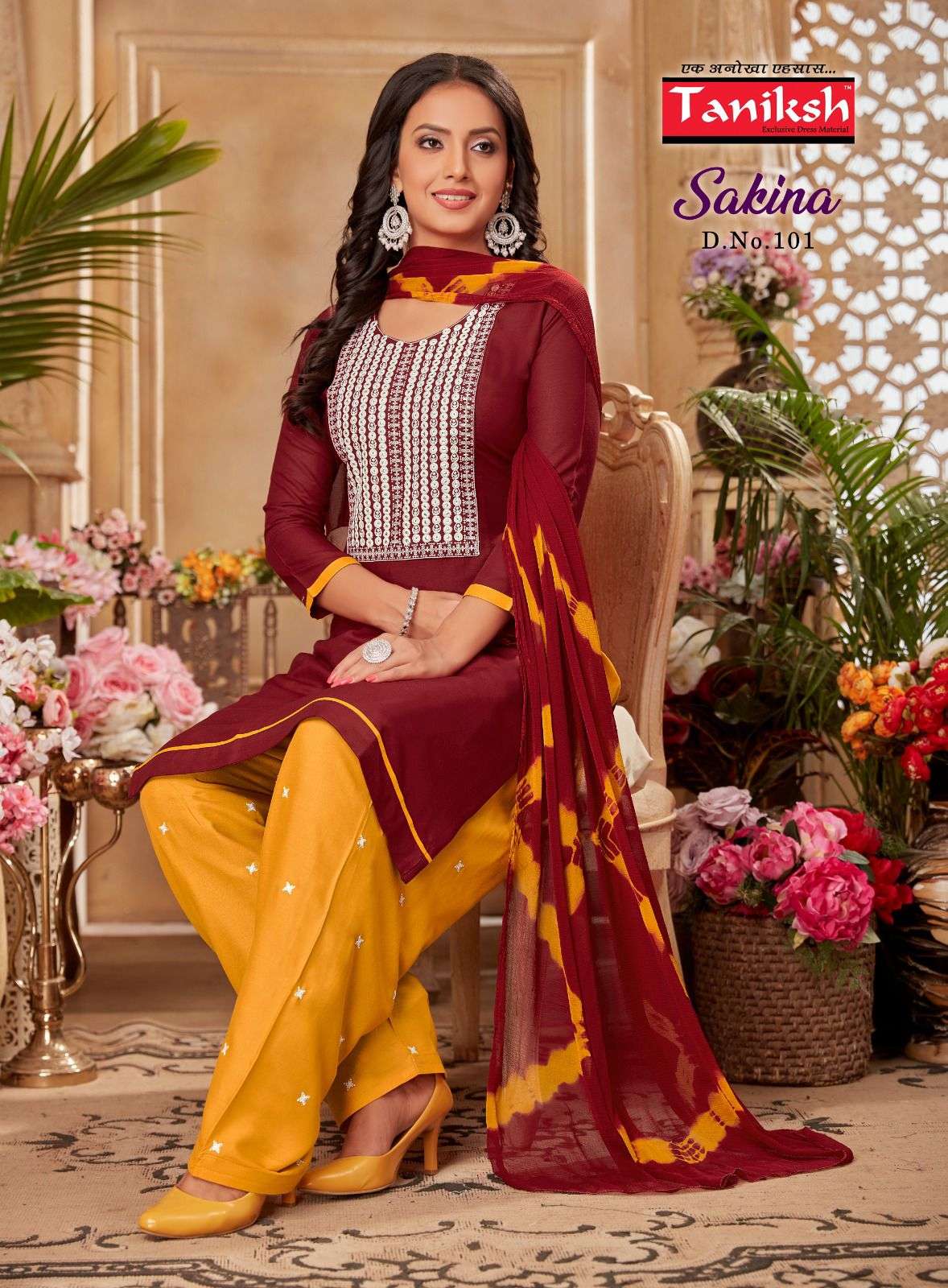 taniksh sakina 101-108 series readymade designer salwar suits catalogue wholesale price surat 