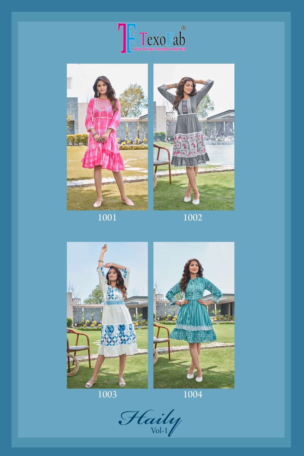 texofab haily vol-1 1001-1004 series trendy designer kurtis catalogue wholesale price surat 