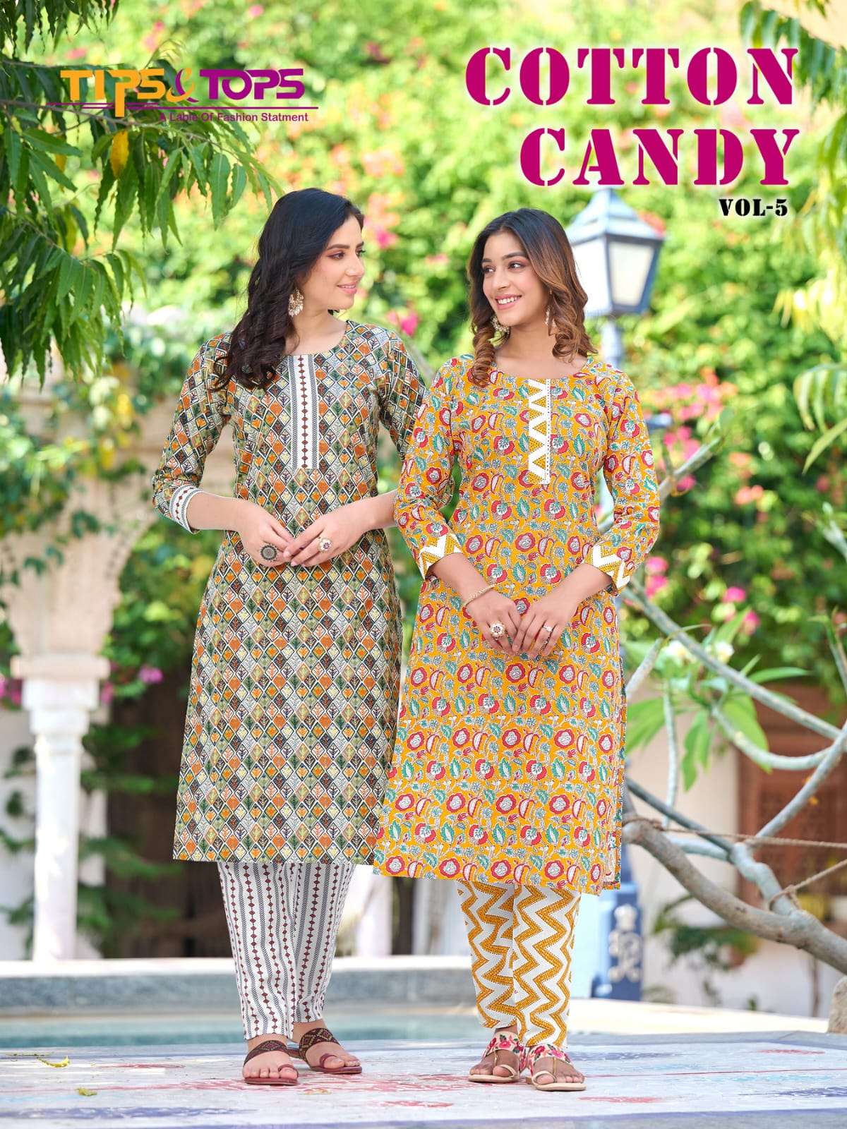 tips and tops cotton candy vol-5 501-506 series summer special fancy kurtis with bottom new catalogue surat 