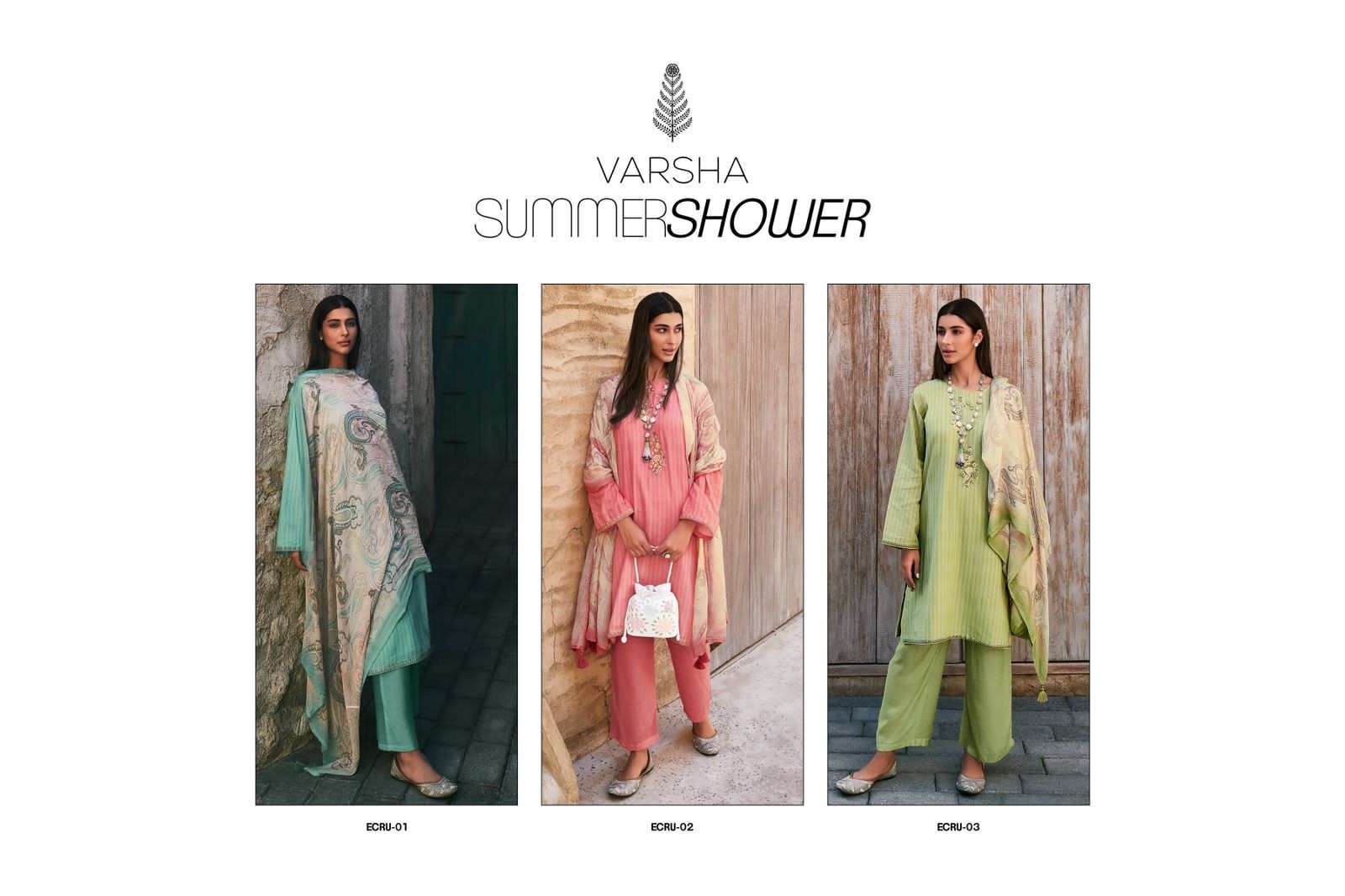 varsha fashion summer shower 01-03 series exclusive designer salwar kameez catalogue online market surat 
