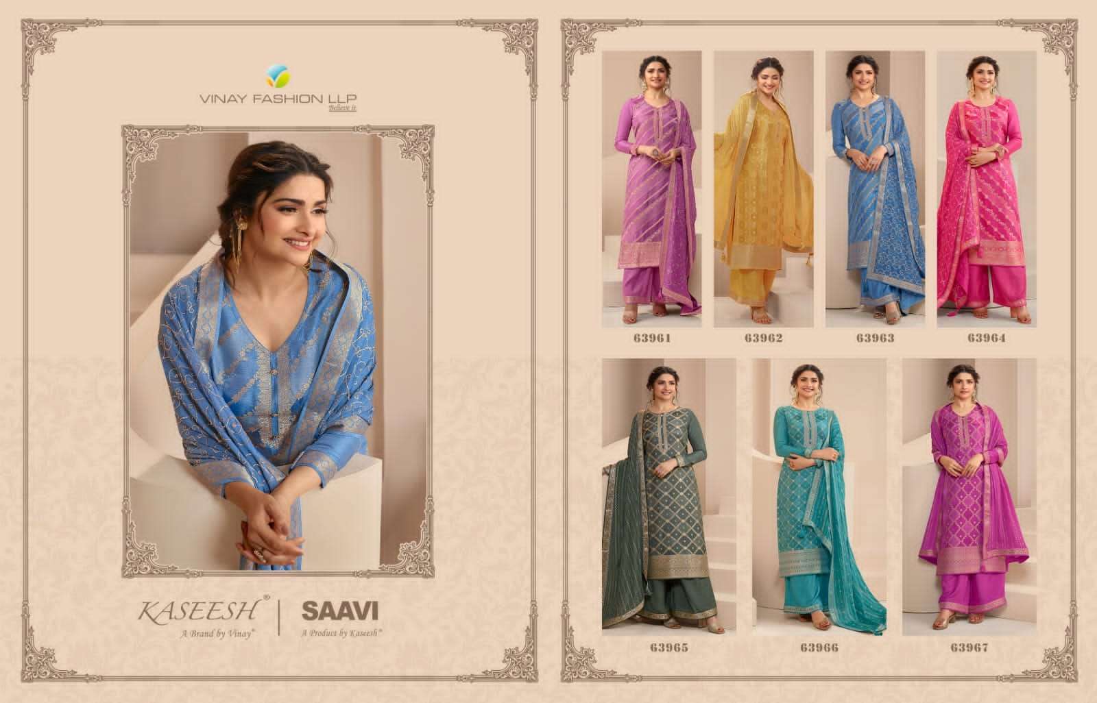 vinay fashion kaseesh saavi 63961-63967 series fancy dola jaqaurd designer salwar kameez surat 