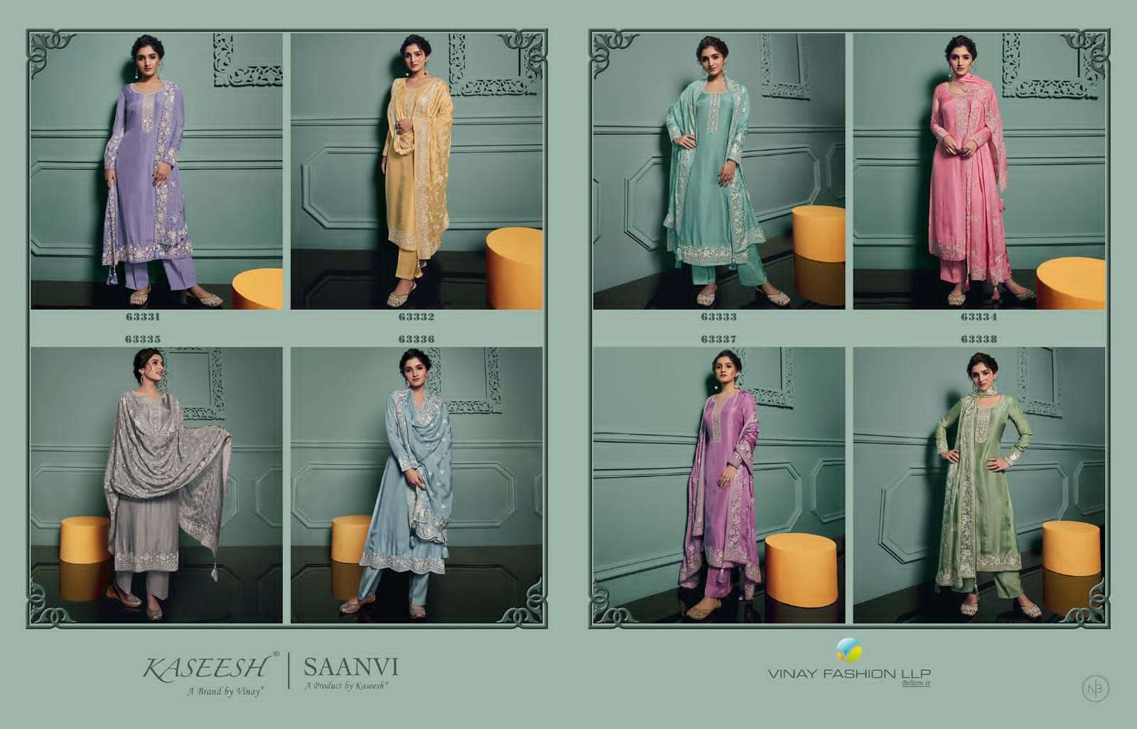 vinay fashion saanvi 63331-63338 series party wear salwar suits catalogue manufacturer surat