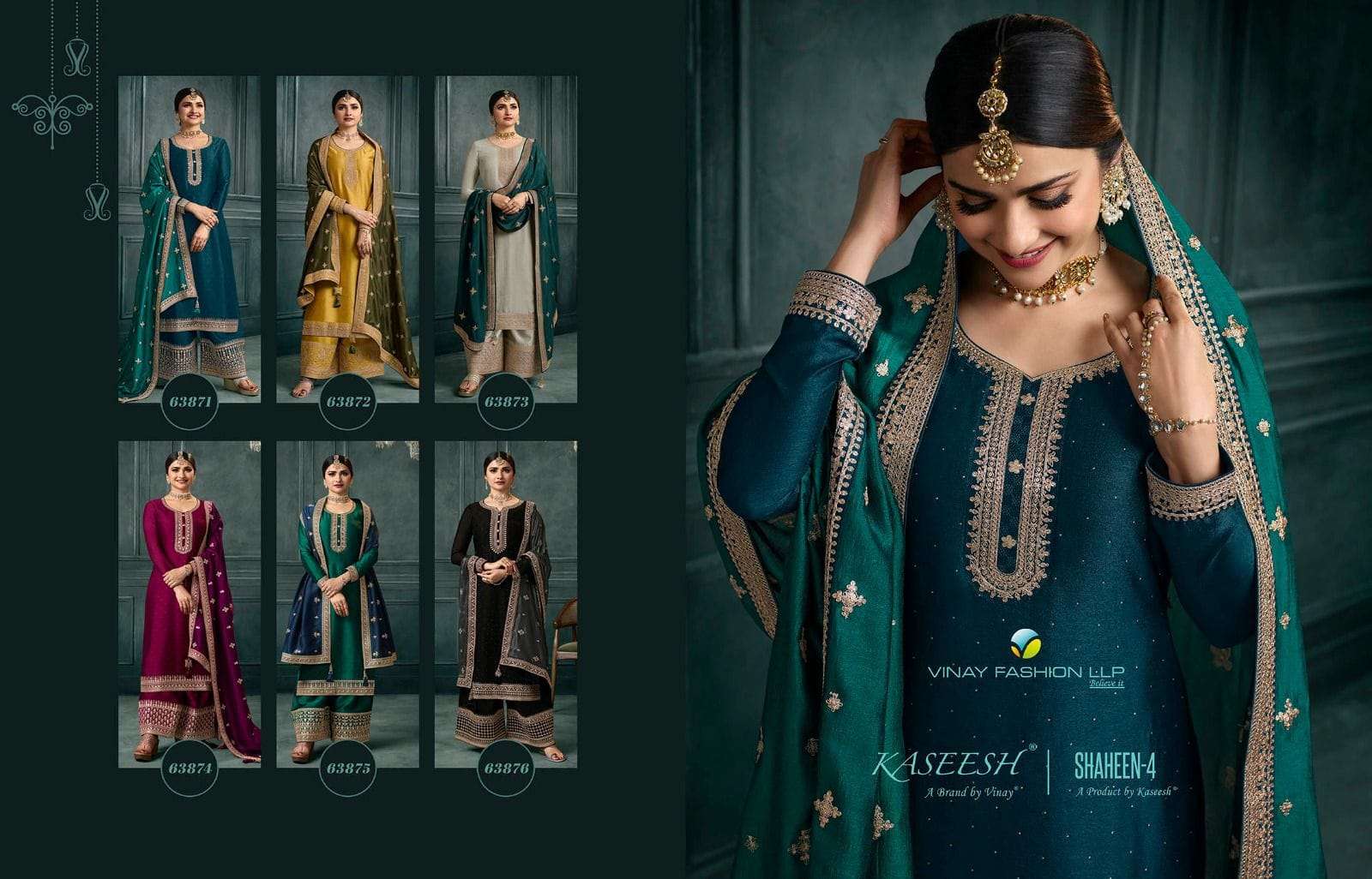 vinay fashion shaheen vol-4 63871-63876 series party wear designer salwar suits catalogue online market surat 