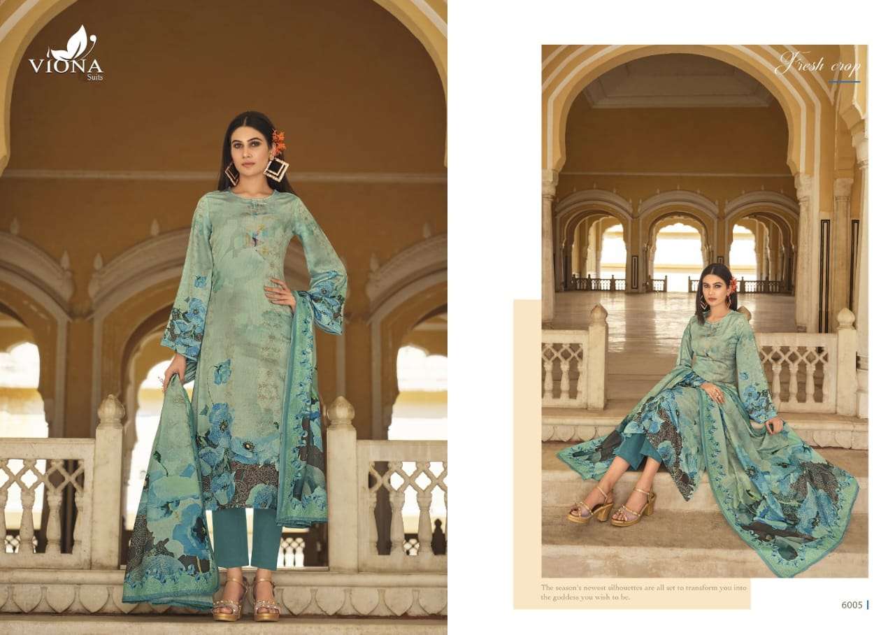 viona suits naazma 6001-6006 series pure cotton digital printed unstich salwar kameez surat