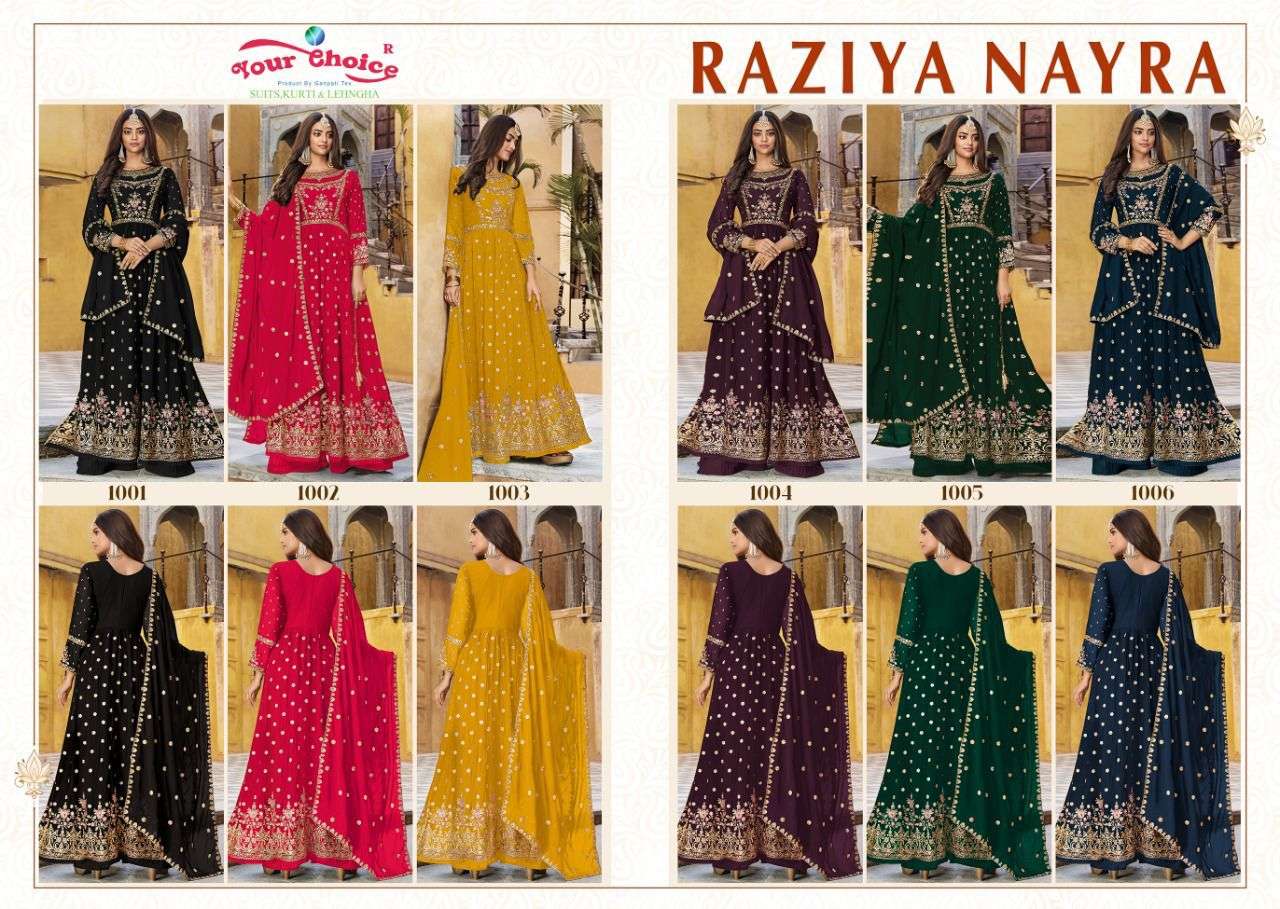 your choice by raziya naira 1001-1006 series blooming georgette designer bridal articals online purchasing surat 