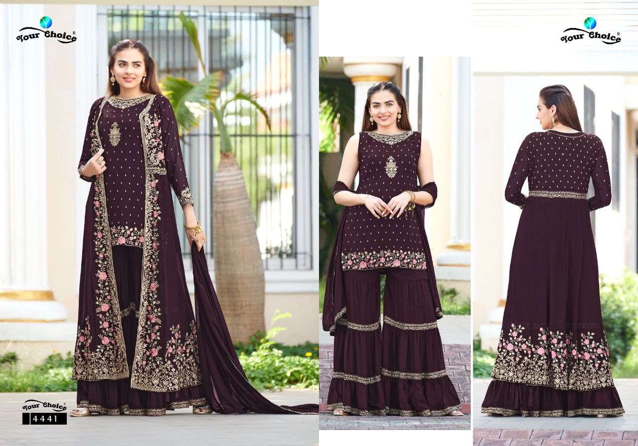 your choice fashionista vol-3 4439-4444 series stylish look designer party wear dress latest catalogue surat