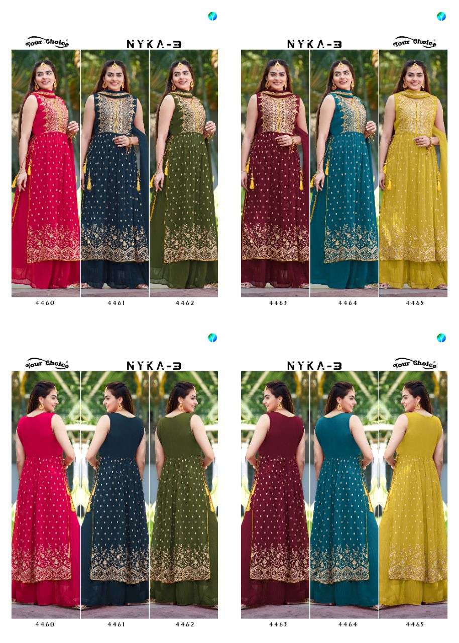 your choice nyka vol-3 4460-4465 series exclusive designer party wear dress catalogue wholesaler surat 