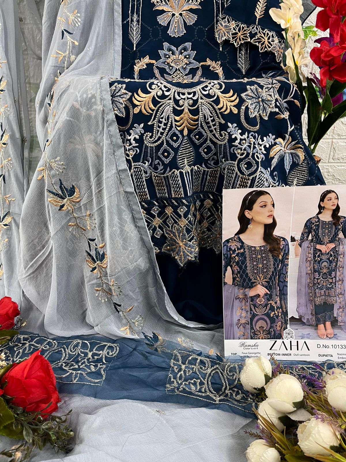 zaha by ramsha vol 8 10133 designer pakistani georgette bridal salwar kameez collection 