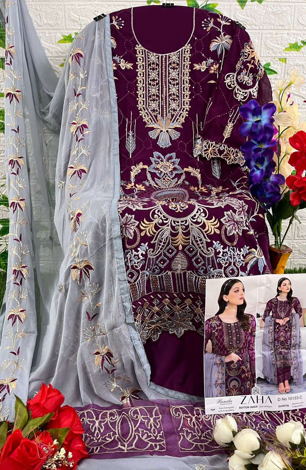 zaha by ramsha vol 8 10133 designer pakistani georgette bridal salwar kameez collection 