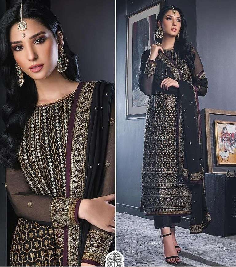 zaha khushbu vol-3 10100-10102 series faux georgette designer pakistani salwar suits wholesaler surat