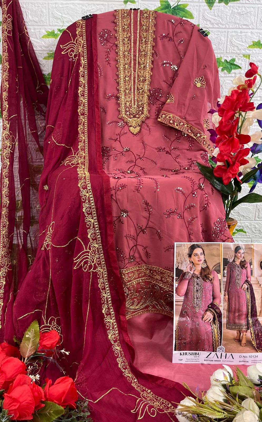 zaha khushbu vol-4 10134-10136 series exclusive designer pakistani salwar suits catalogue wholesale price surat 