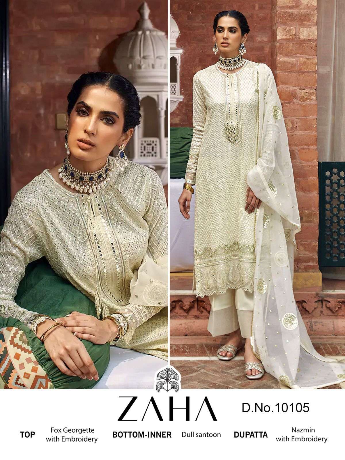 zaha zarina vol-1 10103-10106 series stylish look designer pakistani salwar suits catalogue wholesaler surat 