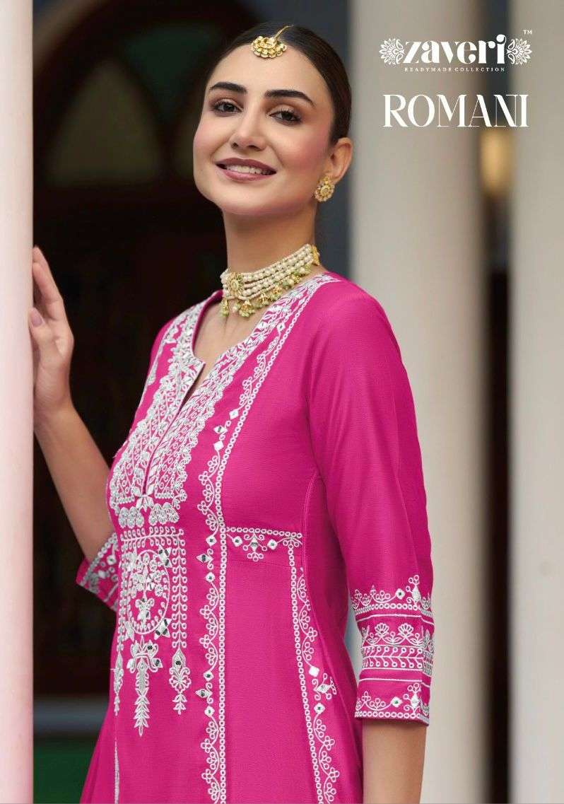 zaveri romani 1109-1112 series stylish look designer salwar suits catalogue online supplier surat
