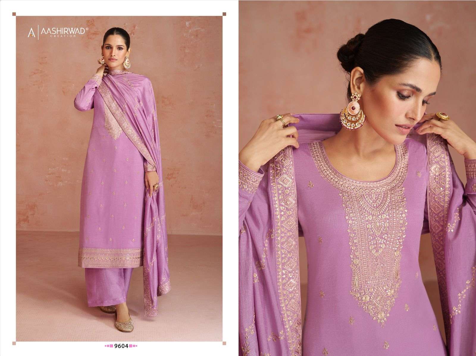 aashirwad creation coco 9602-9606 series party wear designer salwar suits latest collection surat