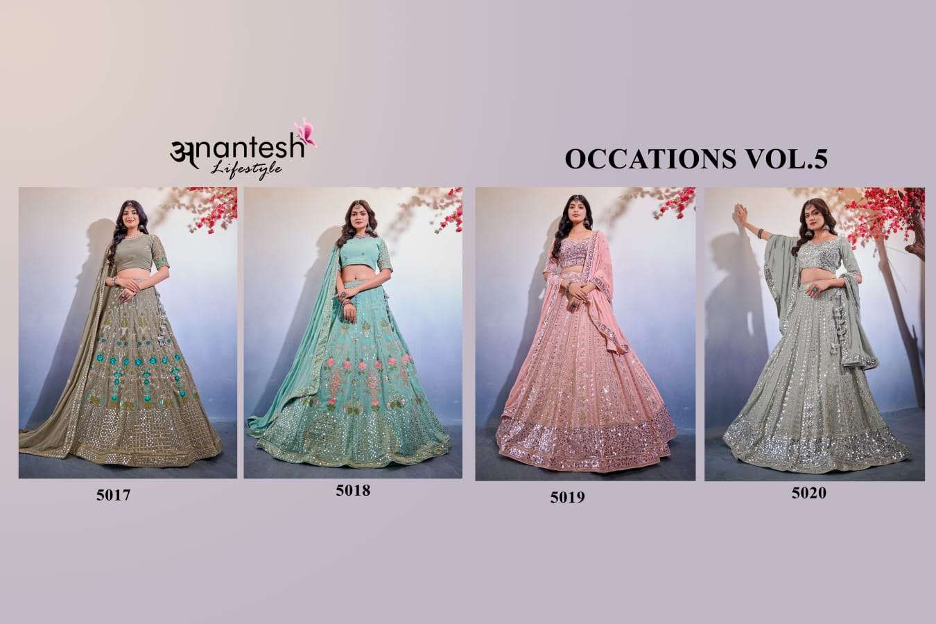 anantesh lifestyle occations vol-5 5017-5020 series function special designer lehenga new catalogue surat 