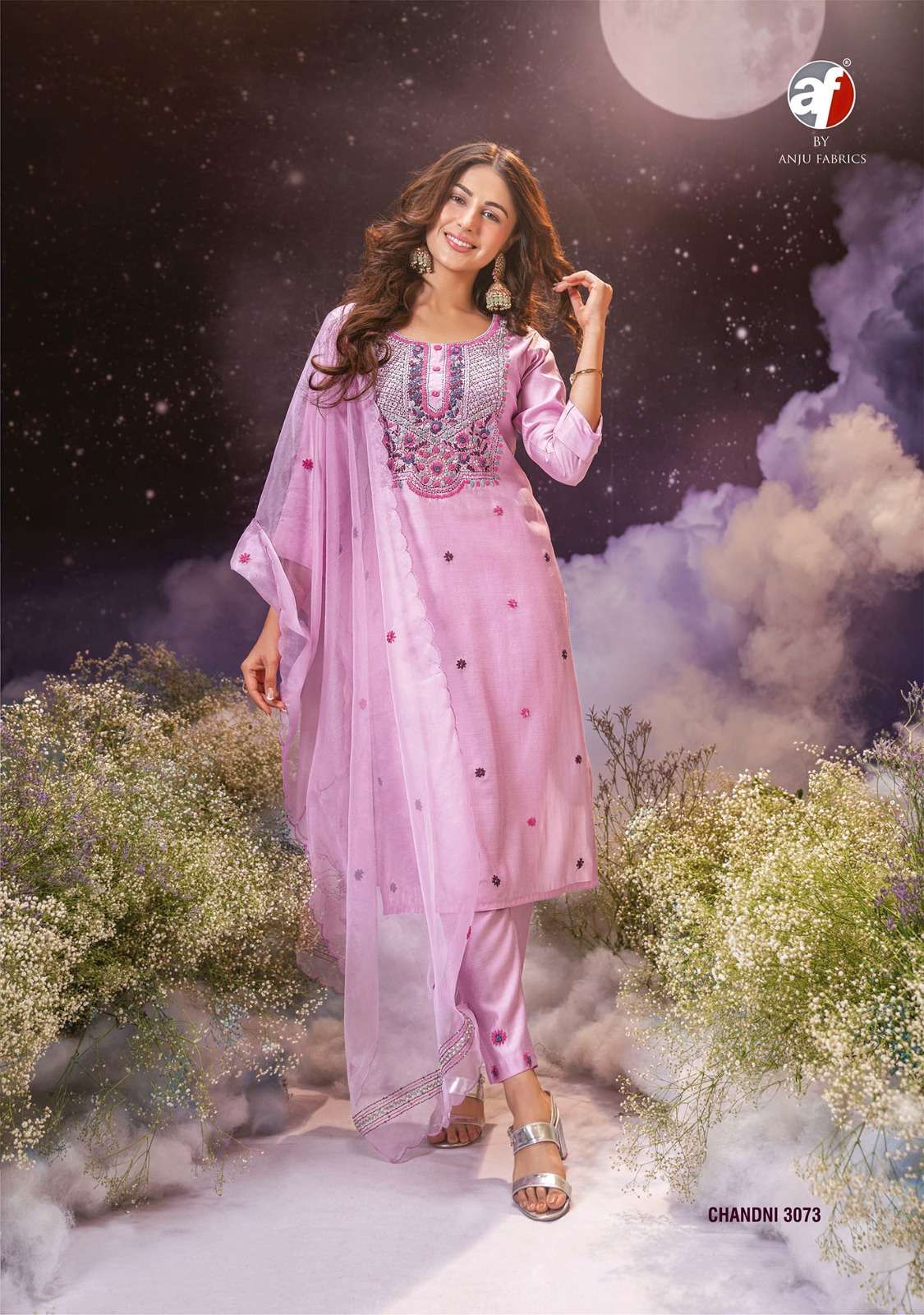 anju fabrics chandni 3071-3076 series stylish designer kurti pant with dupatta catalogue design 2023 