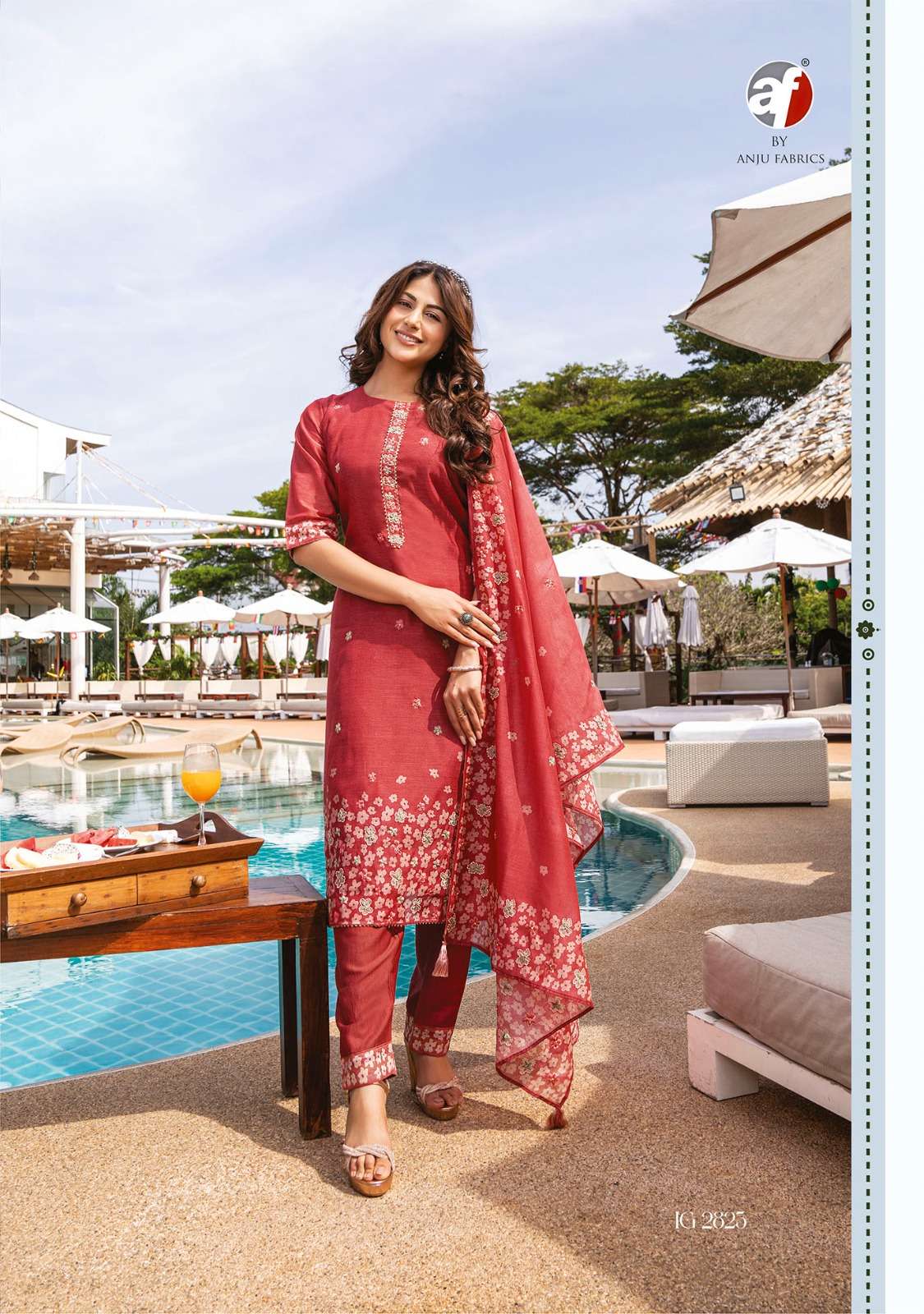 anju fabrics instagirl vol-4 2821-2826 series fancy designer top bottom with dupatta catalogue manufacturer surat