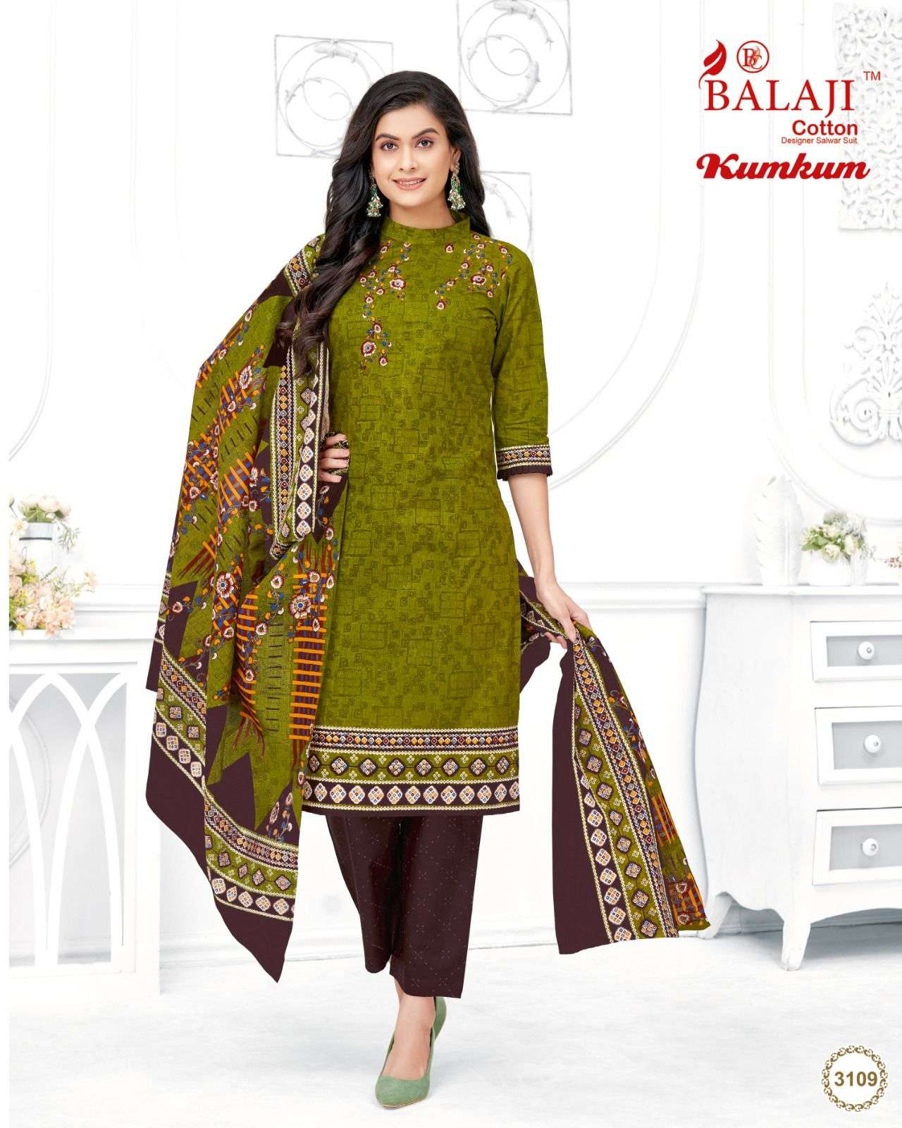 balaji cotton kumkum vol-31 3101-3120 series trendy designer dress material catalogue wholesale price surat 