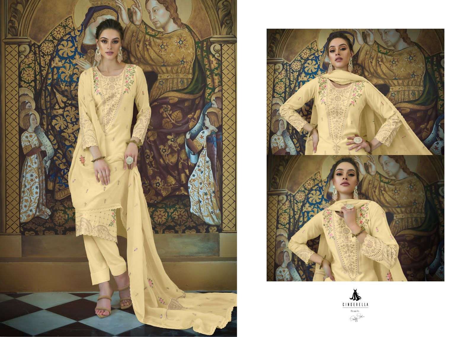 cinderella sarisha vol-2 10333-10338 series stylish designer top bottom with dupatta latest catalogue surat 