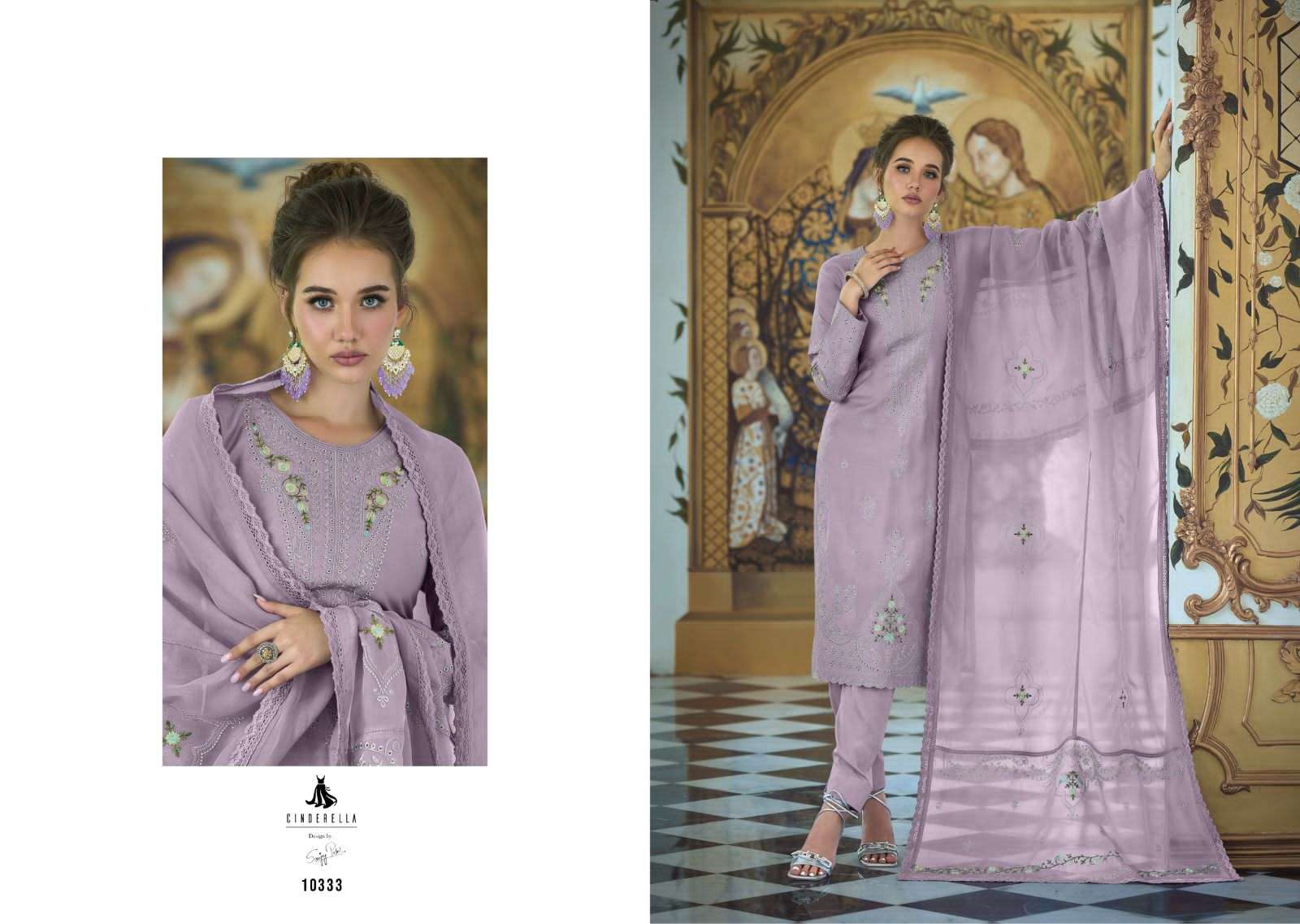 cinderella sarisha vol-2 10333-10338 series stylish designer top bottom with dupatta latest catalogue surat 