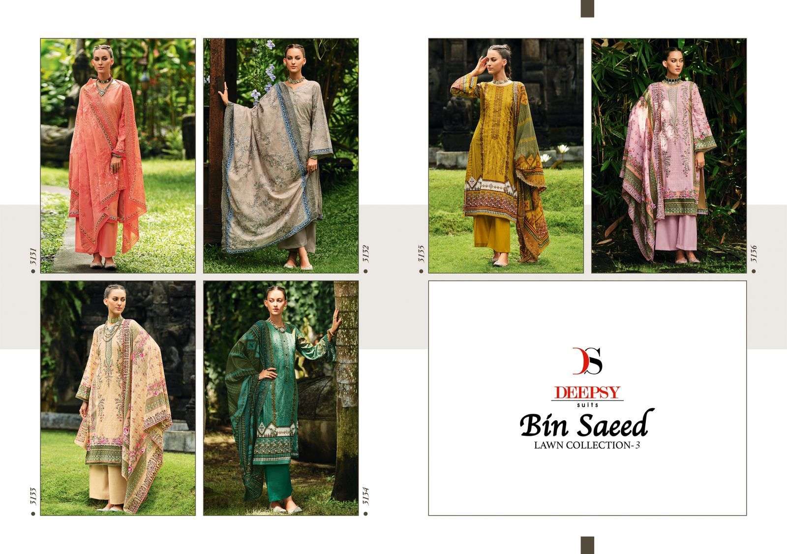 deepsy suits bin saeed vol-3 3131-3136 series pakistani salwar kameez catalogue manufacturer surat