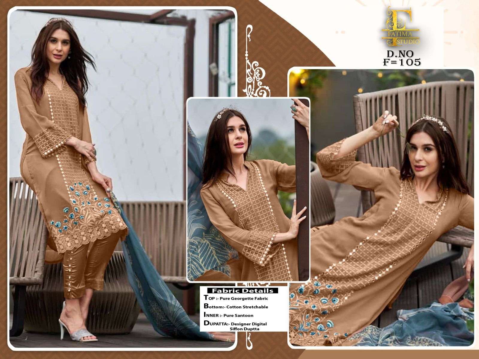 fatima studio 105 series fancy designer pakistani salwar kameez catalogue online dealer surat