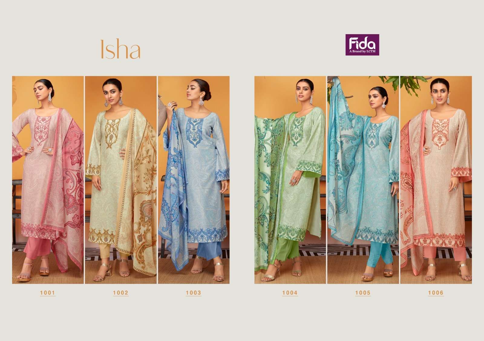 fida isha 1001-1006 series unstich designer salwar kameez catalogue collection 2023