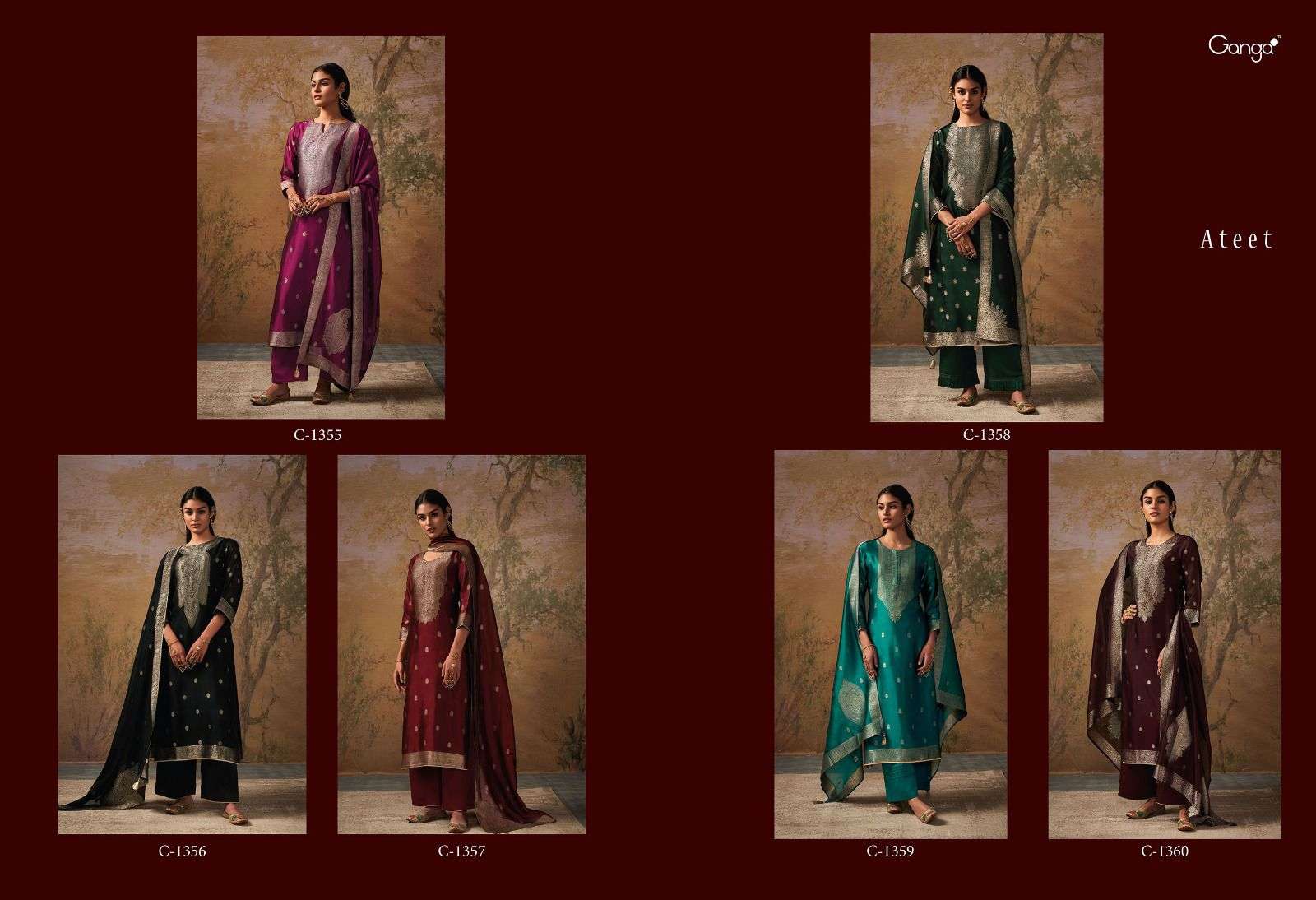 ganga ateet 1355-1360 series party wear designer salwar suits wholesale price surat