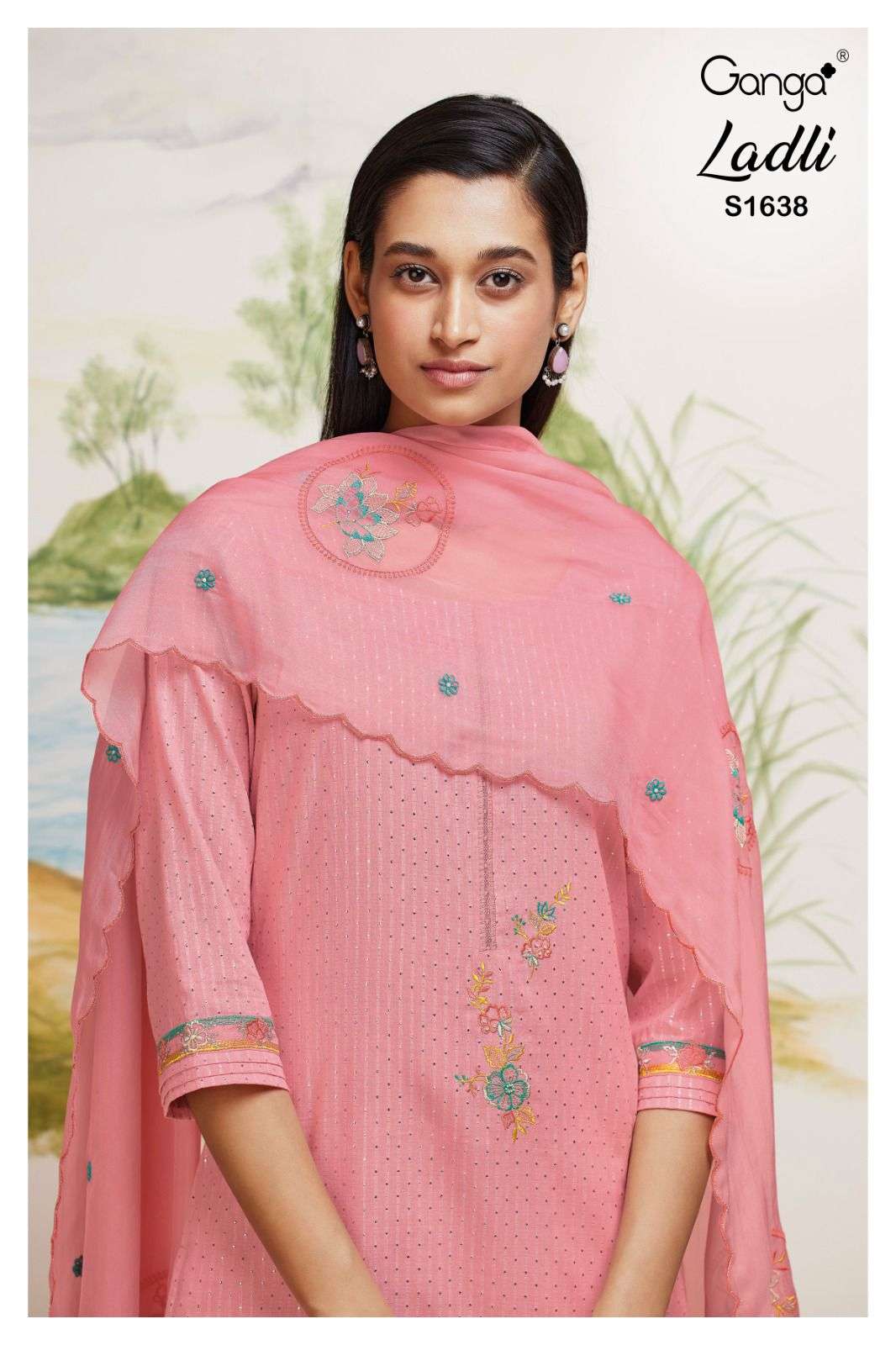 ganga ladli 1638 premium cotton jaqaurd designer unstich salwar kameez wholesale price 