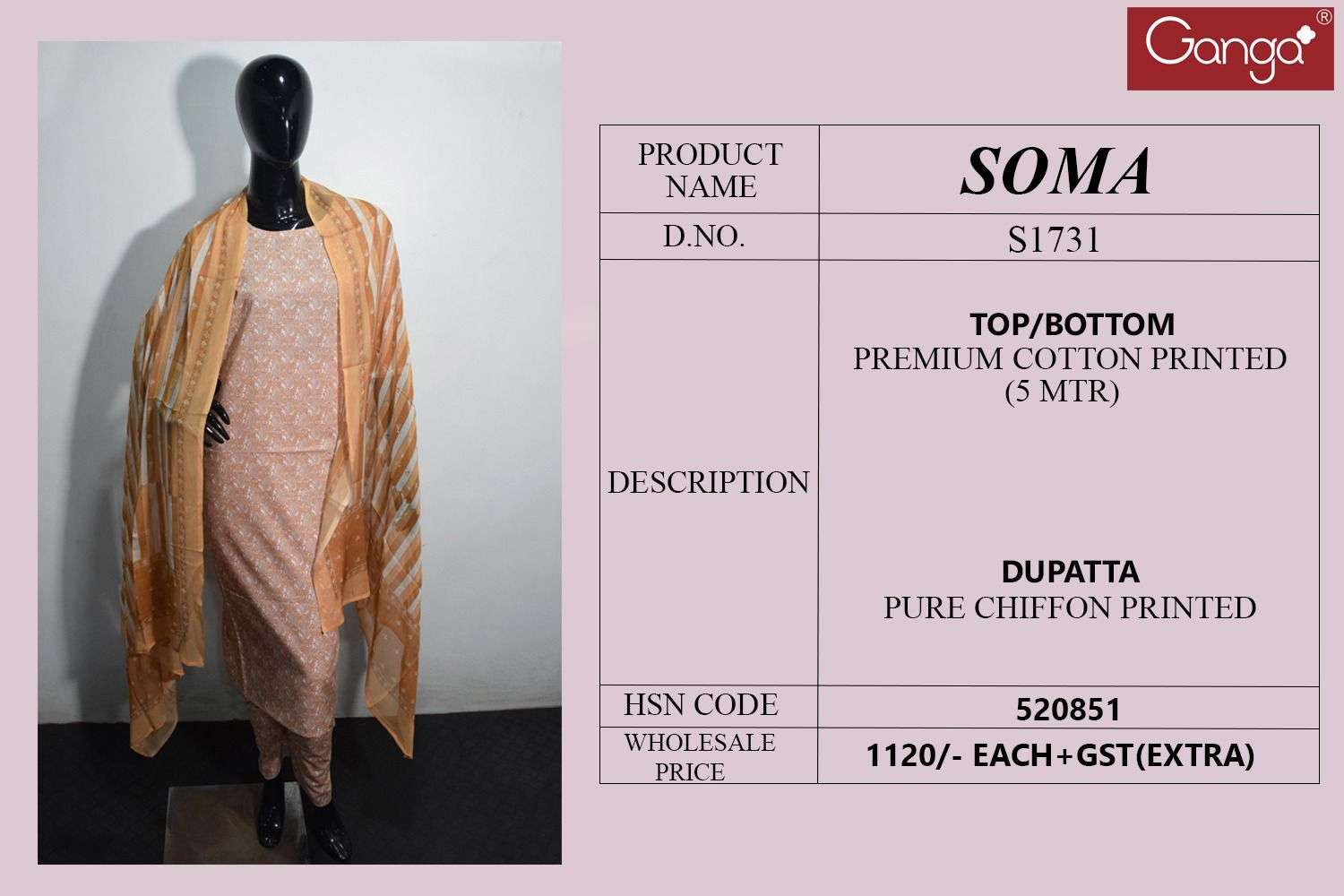 ganga soma 1731 series premium cotton designer salwar kameez catalogue collection 2023